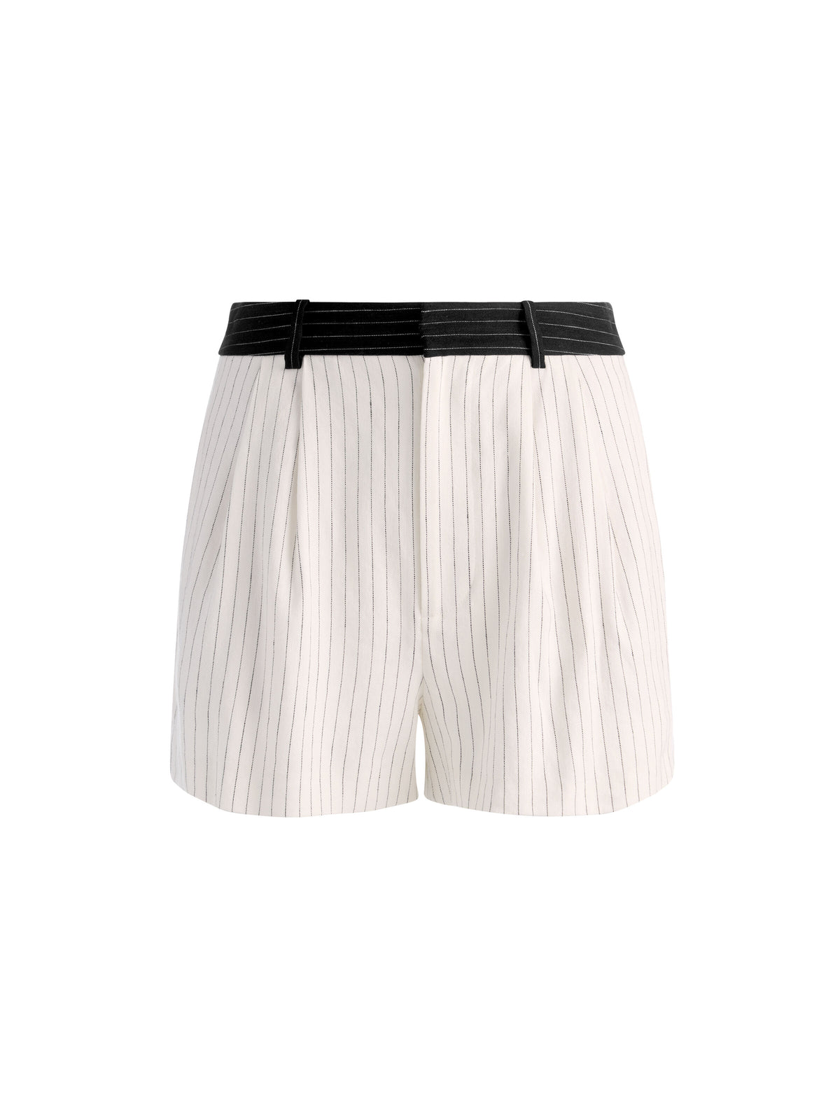CONRY PLEATED COMBO SHORT - OFF WHITE/BLACK PINSTRIPE