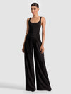 REBECCA TAILORED VEST JUMPSUIT-BLACK/OFF WHITE-ALICE + OLIVIA