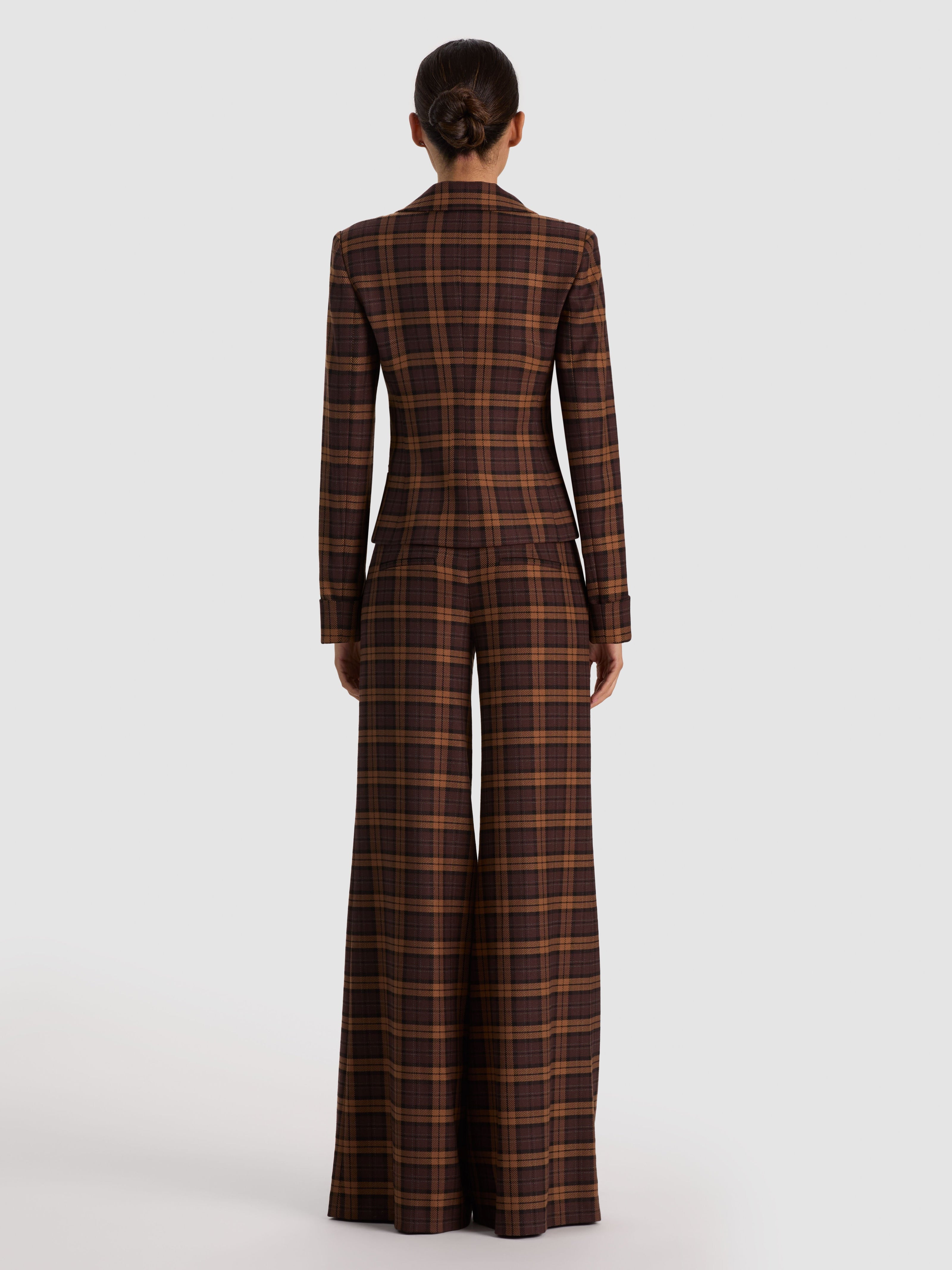 MACEY CROPPED FITTED BLAZER-DARK CHOCOLATE/CAMEL-ALICE + OLIVIA