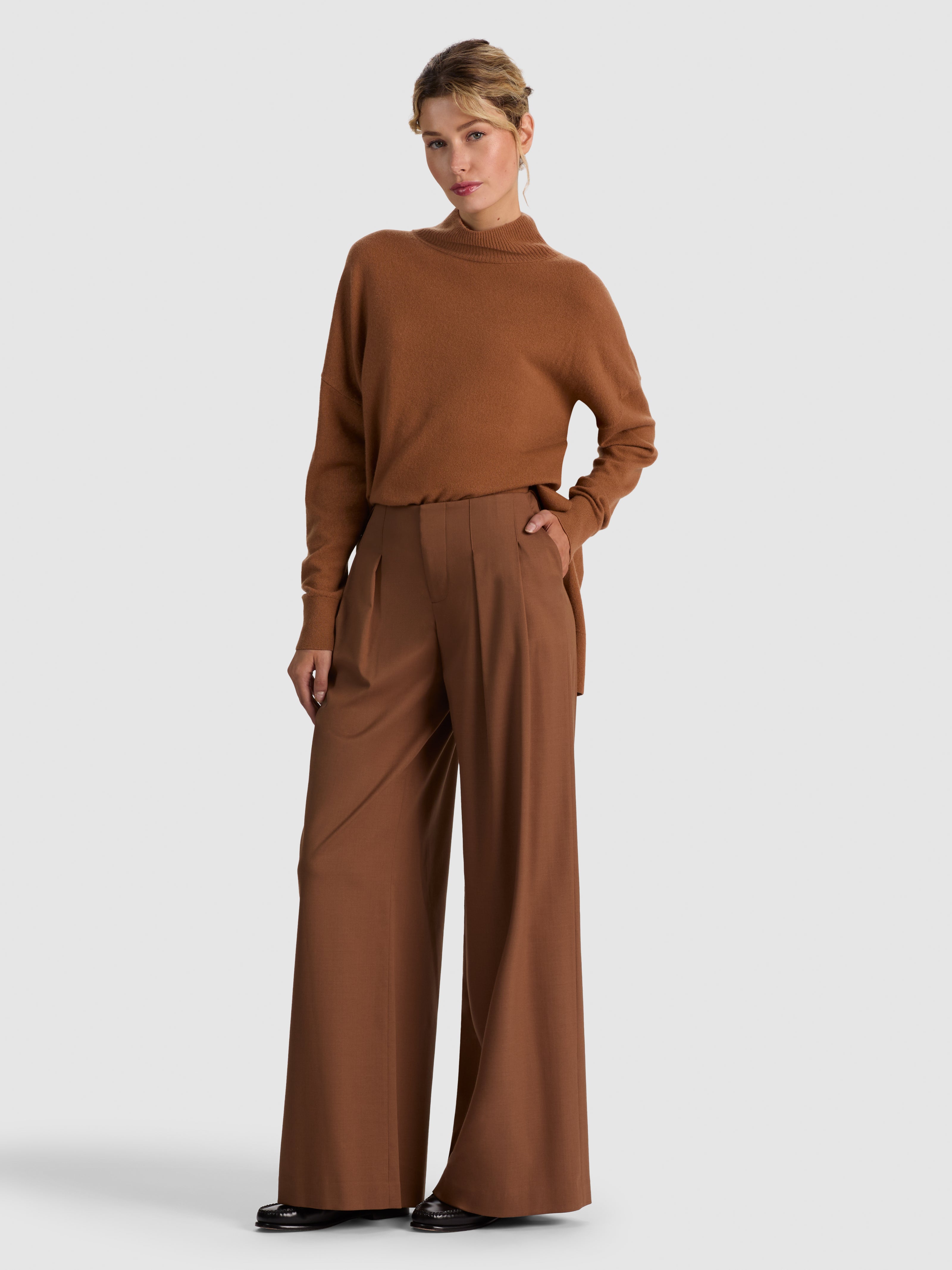 ELIAS DOUBLE PLEAT TROUSER-CAMEL-ALICE + OLIVIA