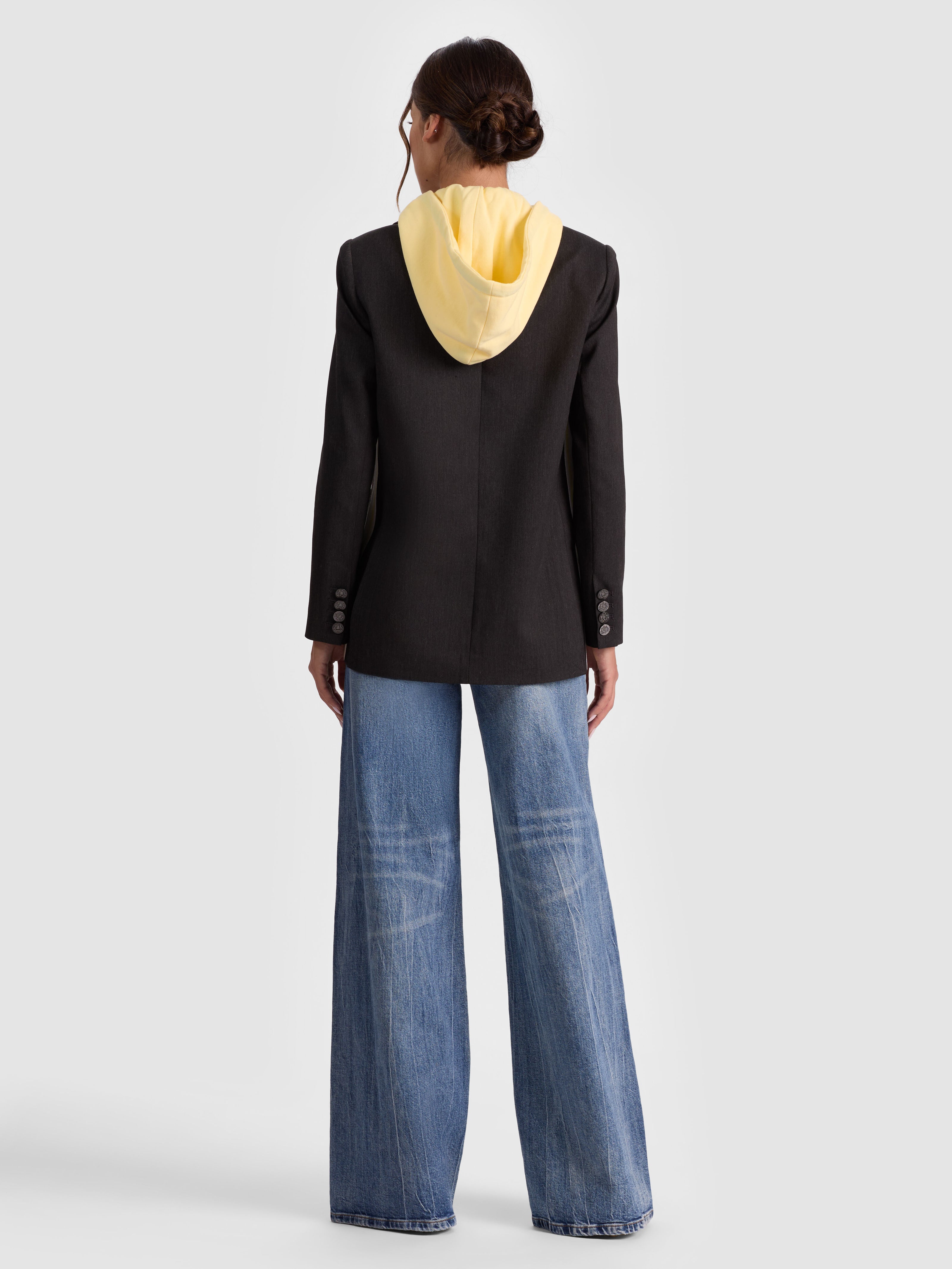 JORDAN BLAZER WITH REMOVABLE HOODIE-CHARCOAL/BUTTER-ALICE + OLIVIA