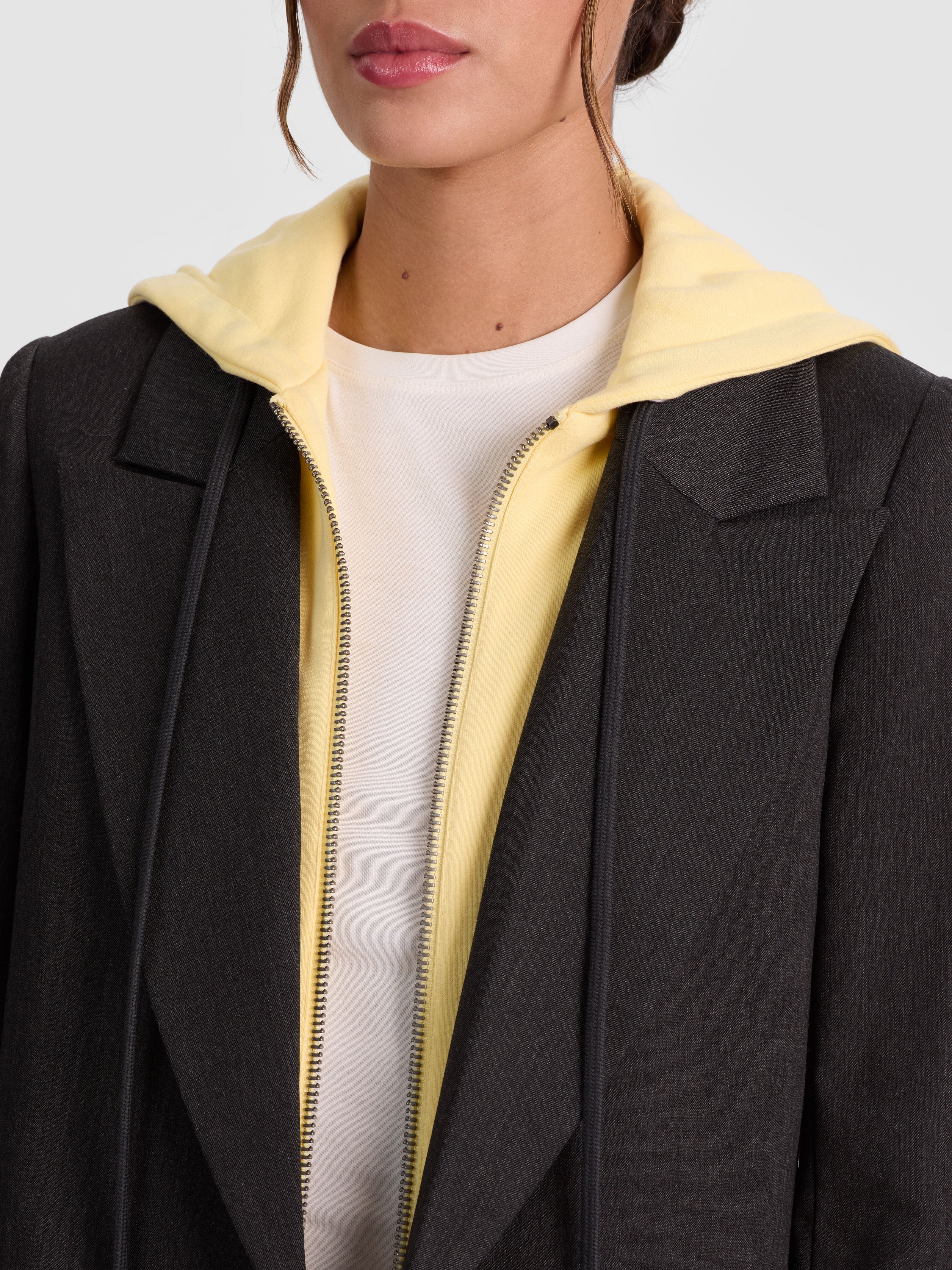 JORDAN BLAZER WITH REMOVABLE HOODIE-CHARCOAL/BUTTER-ALICE + OLIVIA