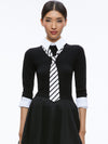 PORLA COLLARED TIE SWEATER-BLACK COMBO-ALICE + OLIVIA