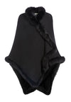 KAMALA HOODED PONCHO WITH FUR-Black-ALICE + OLIVIA