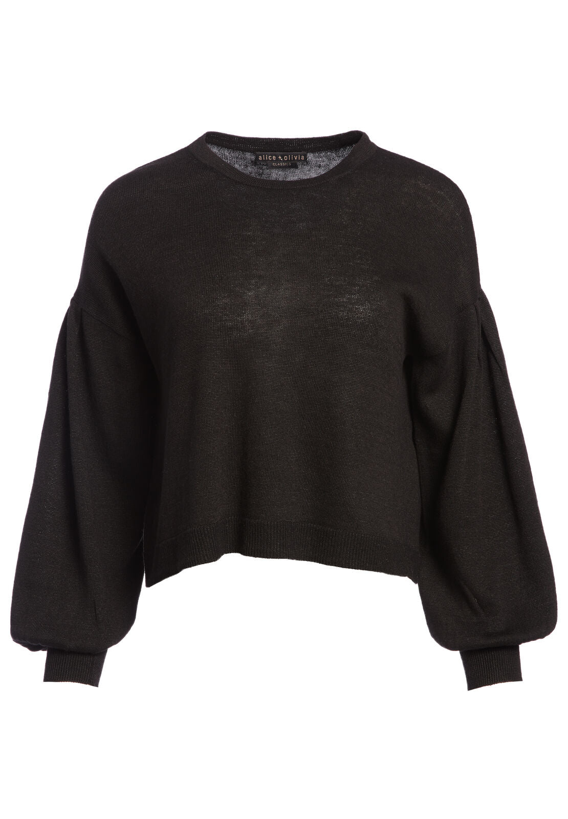 ANSLEY BLOUSON SLEEVE PULLOVER-Black-ALICE + OLIVIA