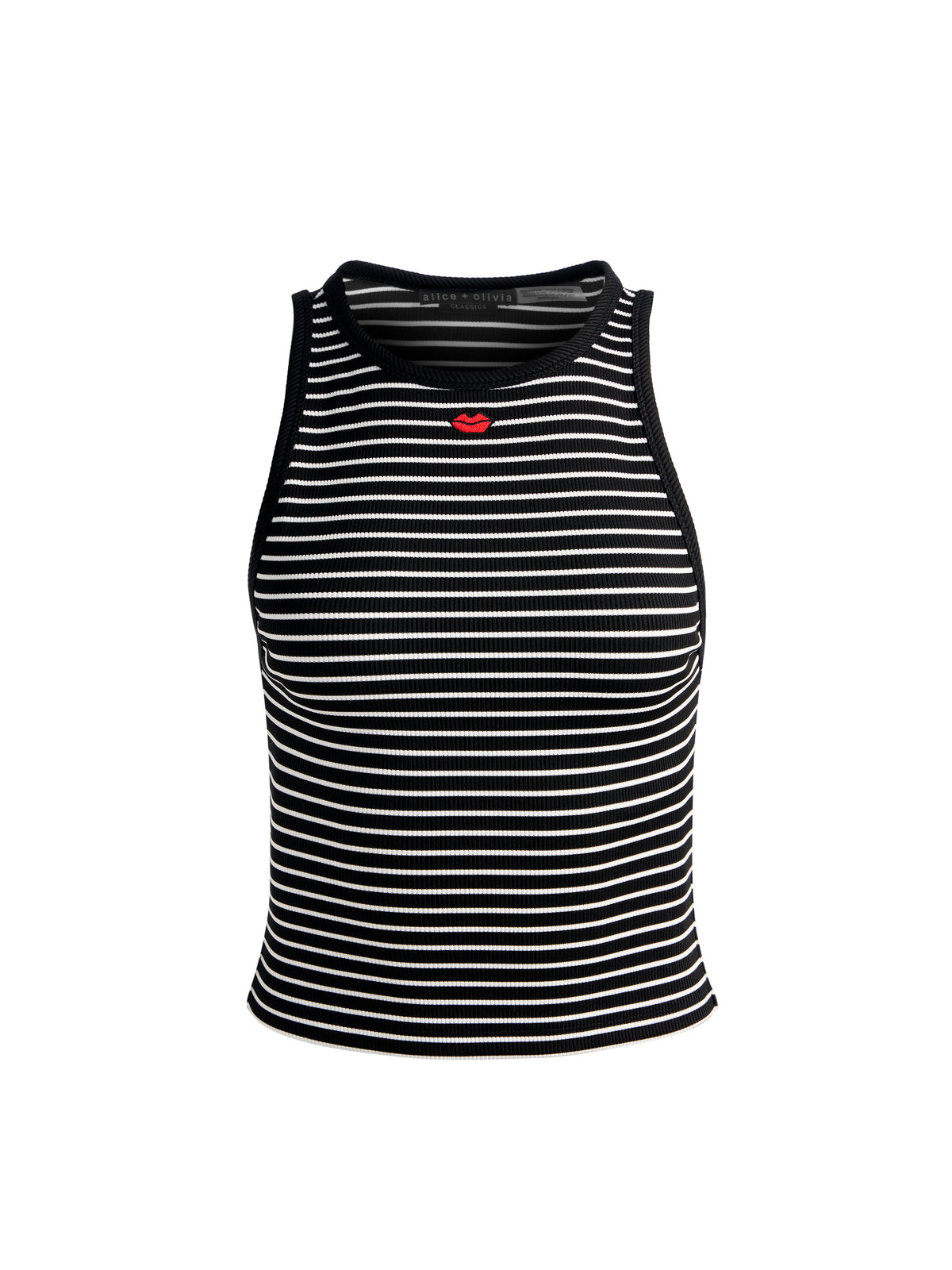ALLEN EMBROIDERED TANK TOP - BLACK/OFF WHITE STRIPE