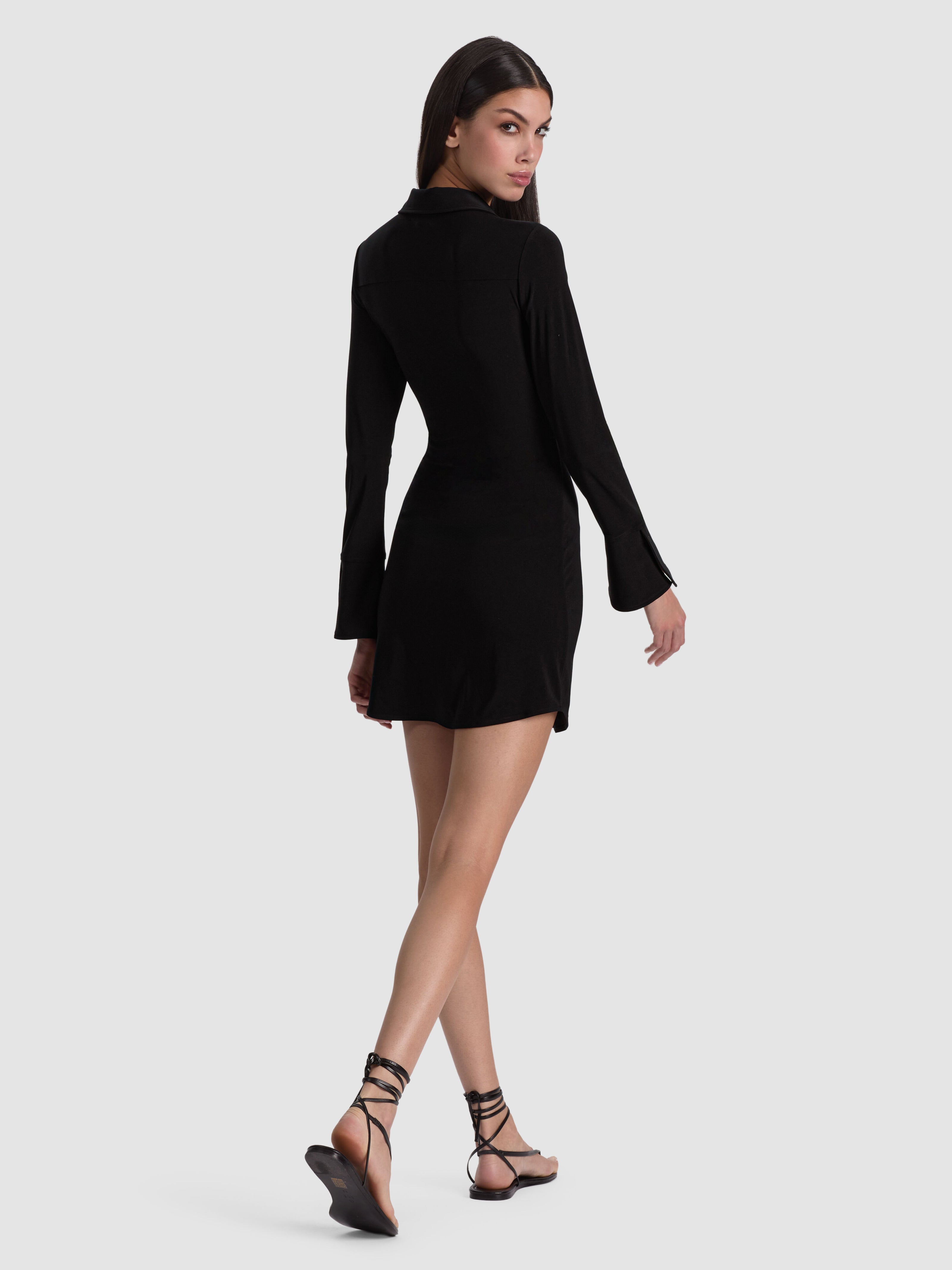 FREYA BUTTON DOWN DRESS in Black