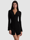FREYA BUTTON DOWN DRESS-Black-ALICE + OLIVIA