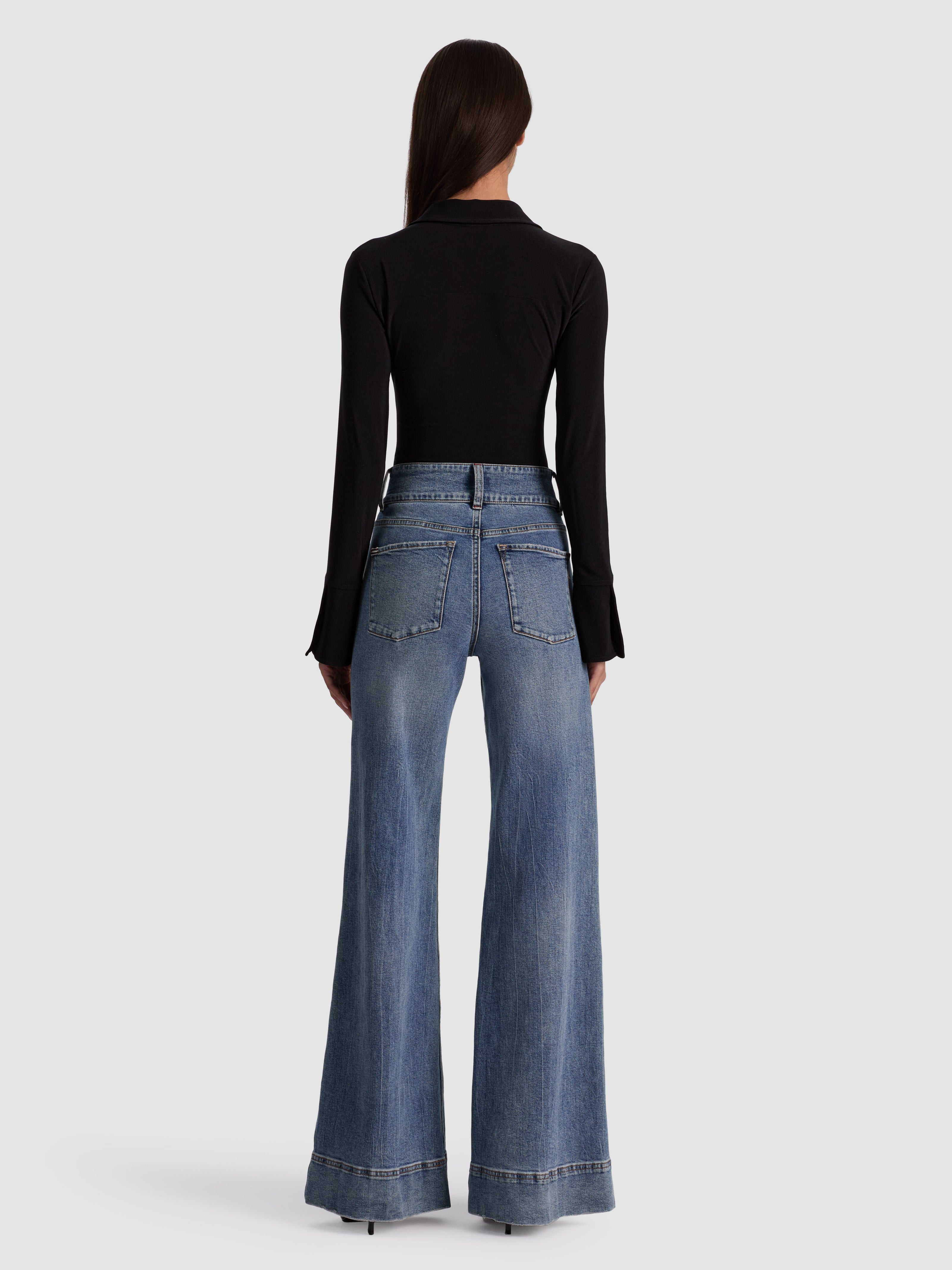 FREYA BUTTON DOWN BODYSUIT-Black-ALICE + OLIVIA