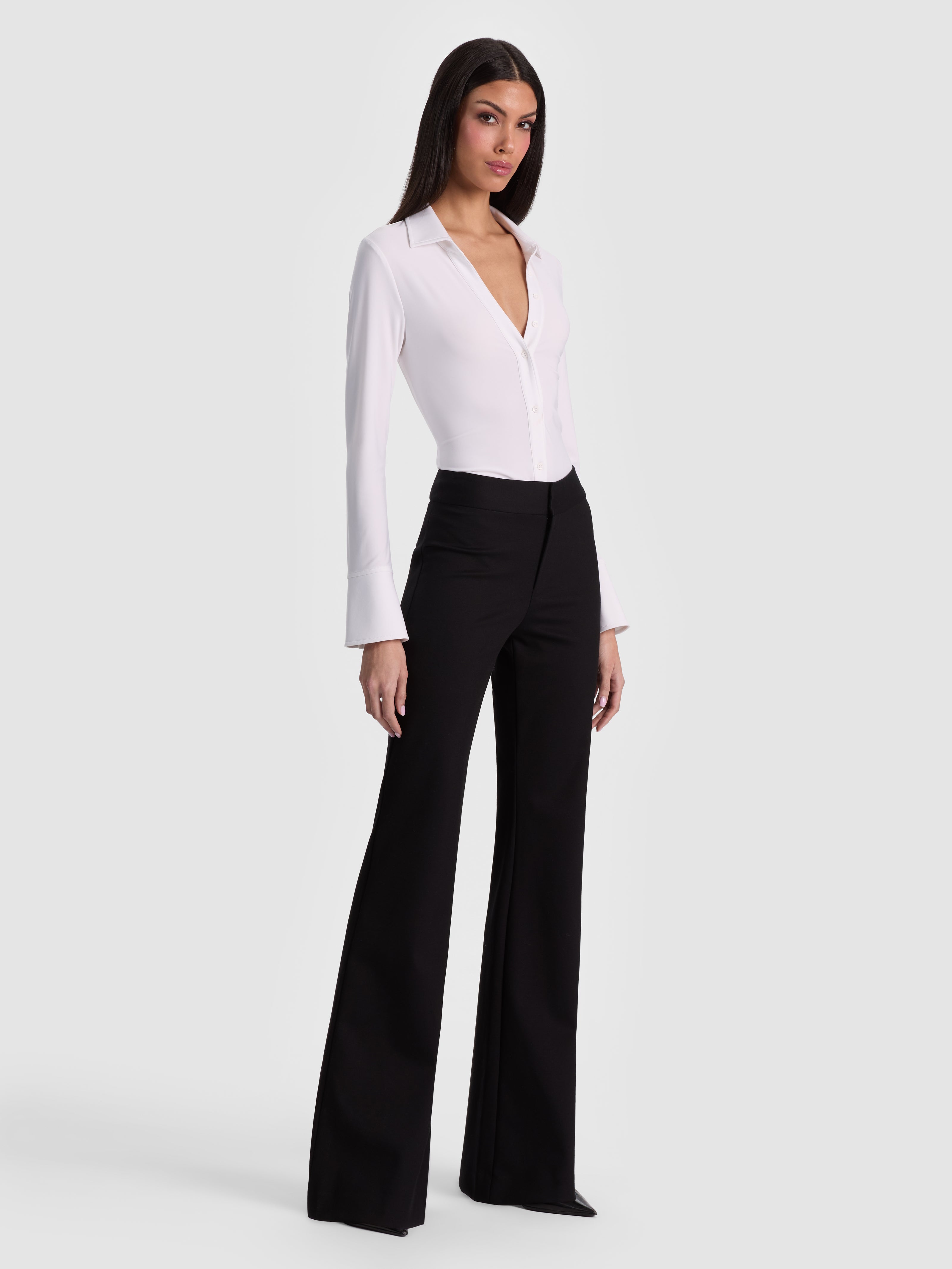 FREYA BUTTON DOWN BODYSUIT-OFF WHITE-ALICE + OLIVIA
