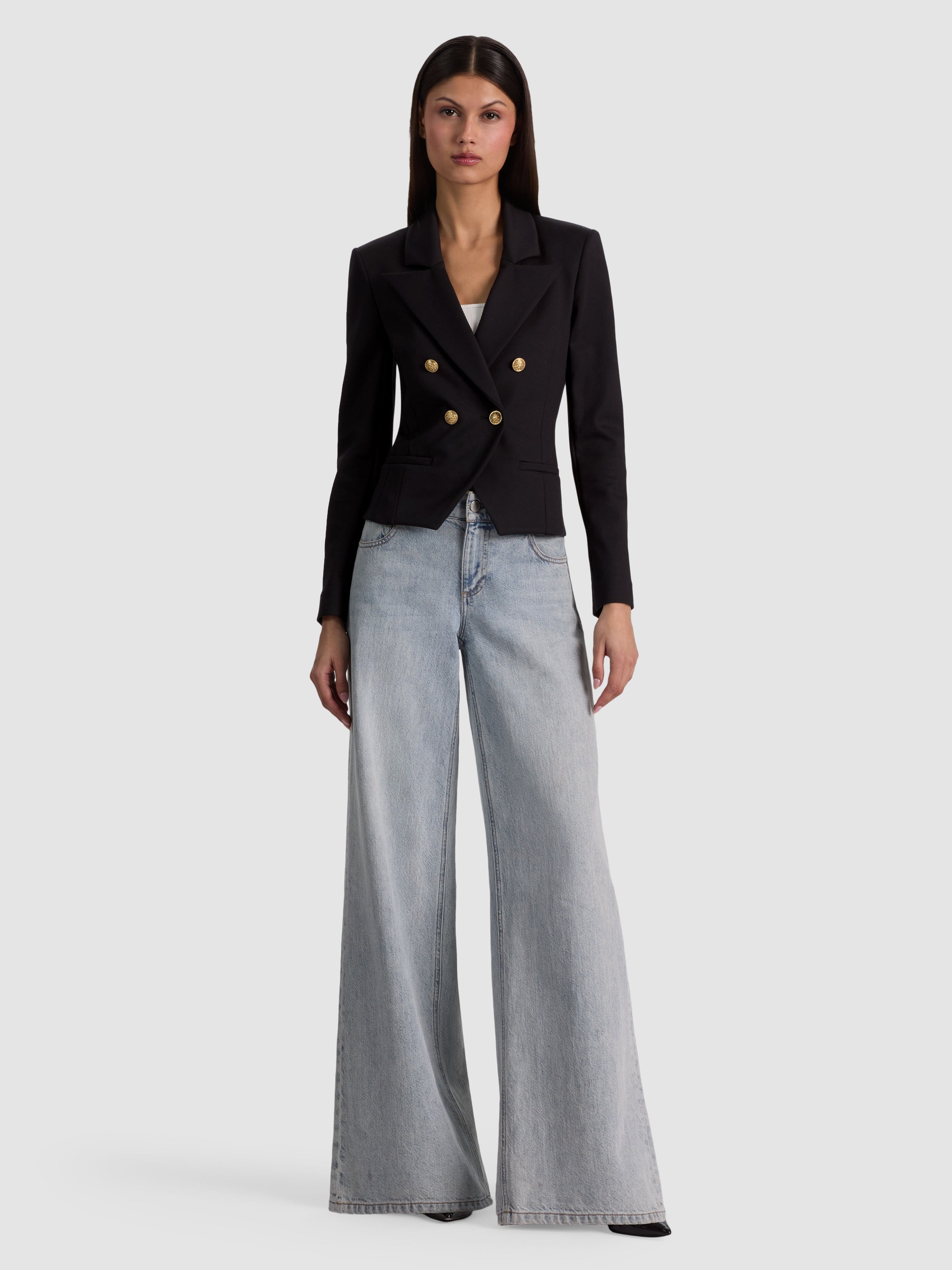 SABLE DOUBLE BREASTED CROPPED BLAZER-Black-ALICE + OLIVIA