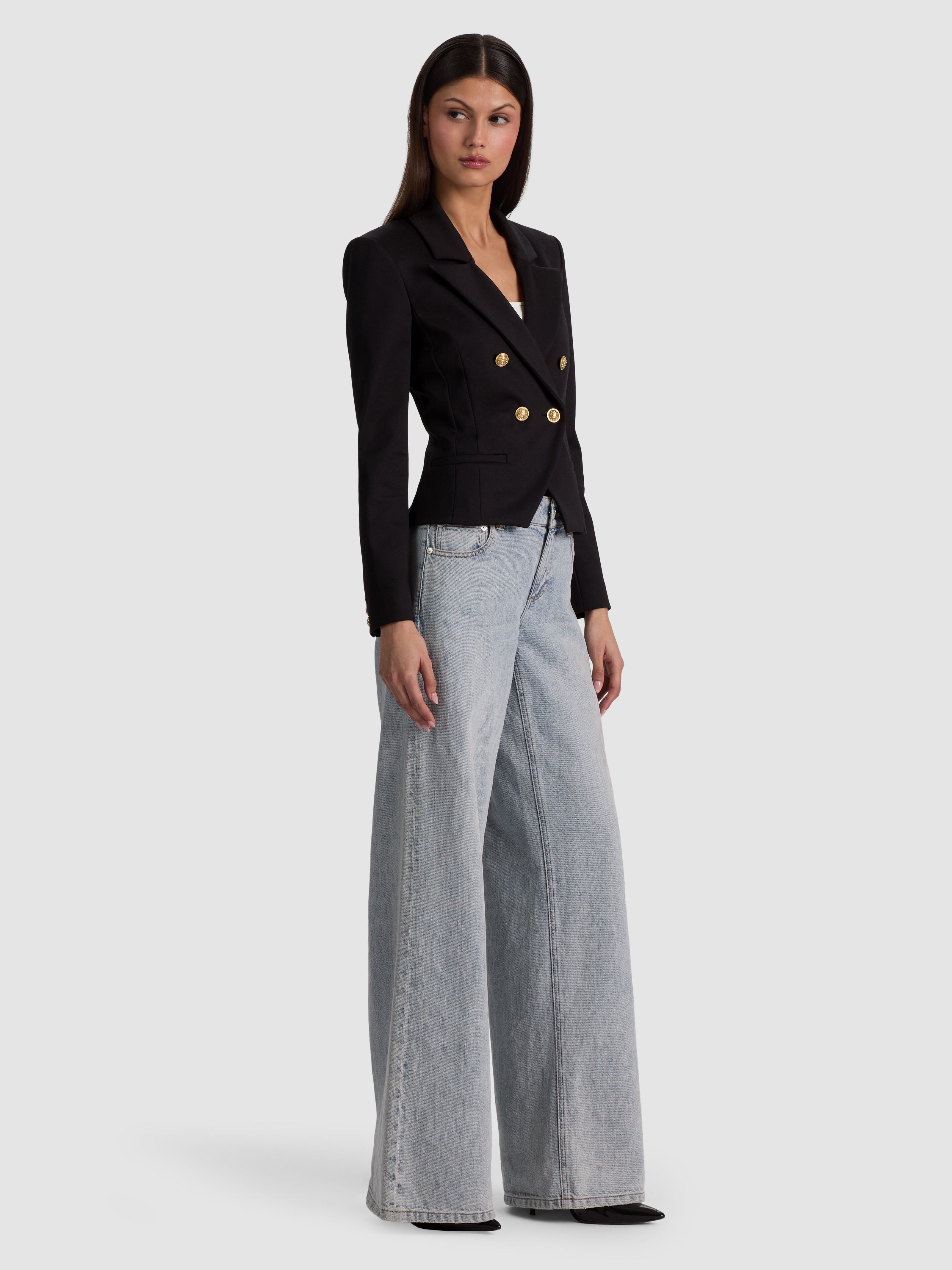 SABLE DOUBLE BREASTED CROPPED BLAZER-Black-ALICE + OLIVIA