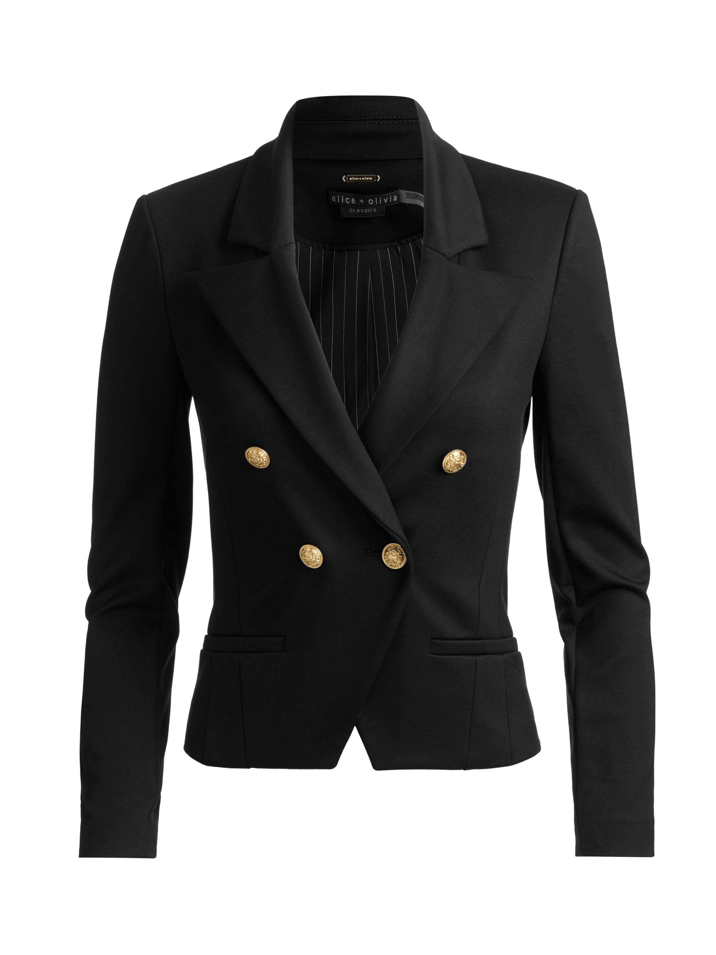 SABLE DOUBLE BREASTED CROPPED BLAZER-Black-ALICE + OLIVIA