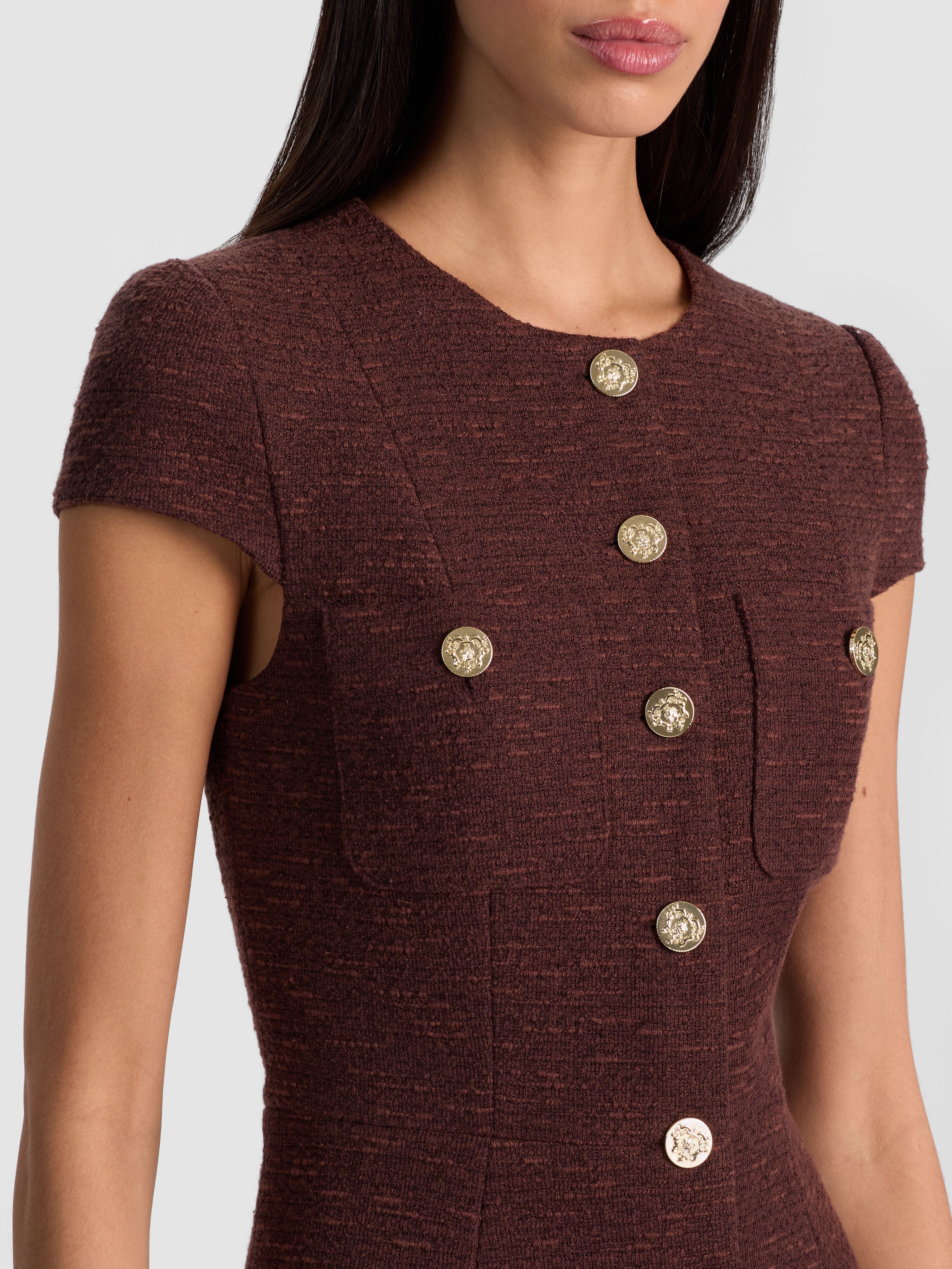 SHILOH MINI DRESS-DARK CHOCOLATE-ALICE + OLIVIA