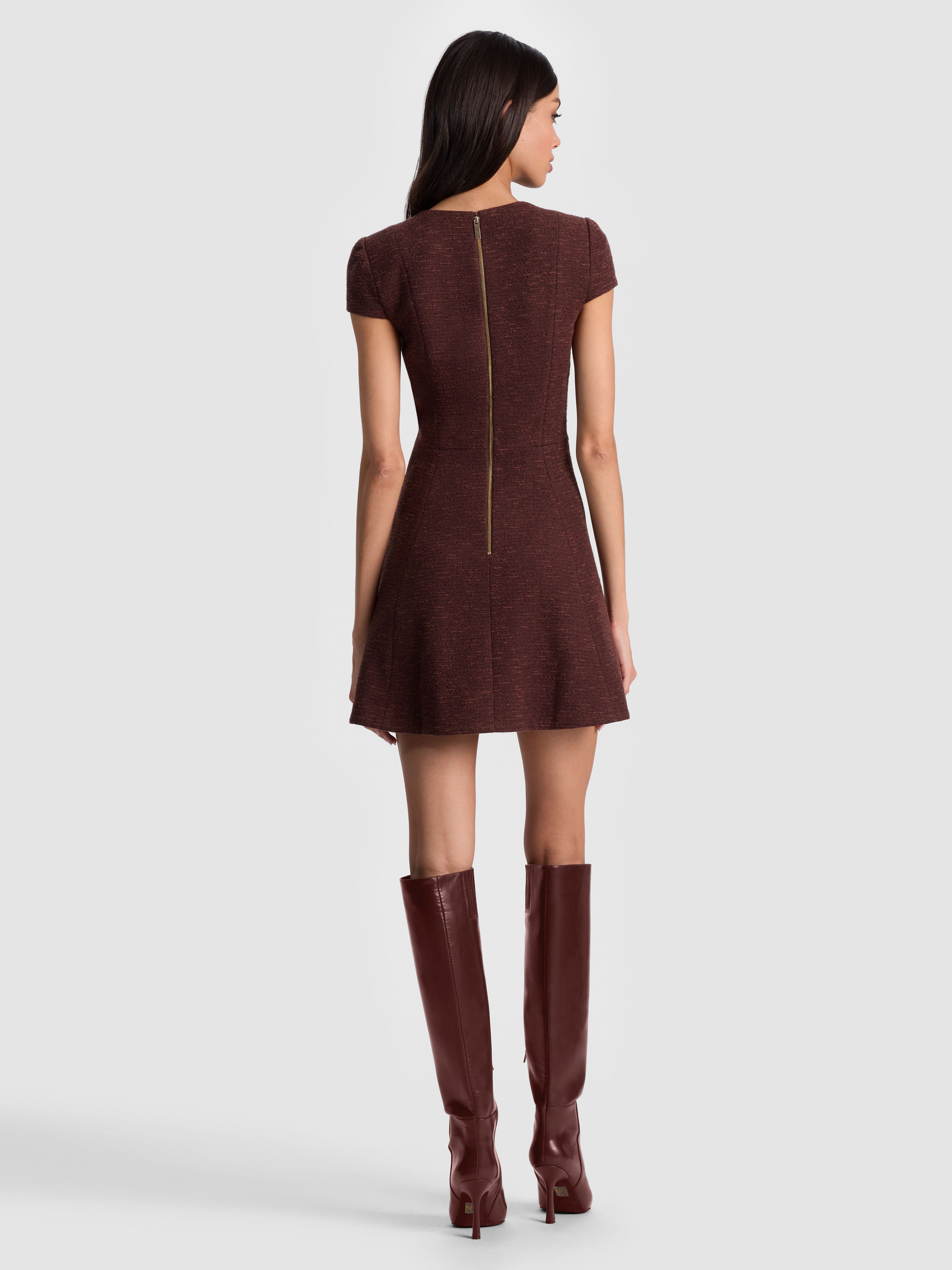 SHILOH MINI DRESS-DARK CHOCOLATE-ALICE + OLIVIA