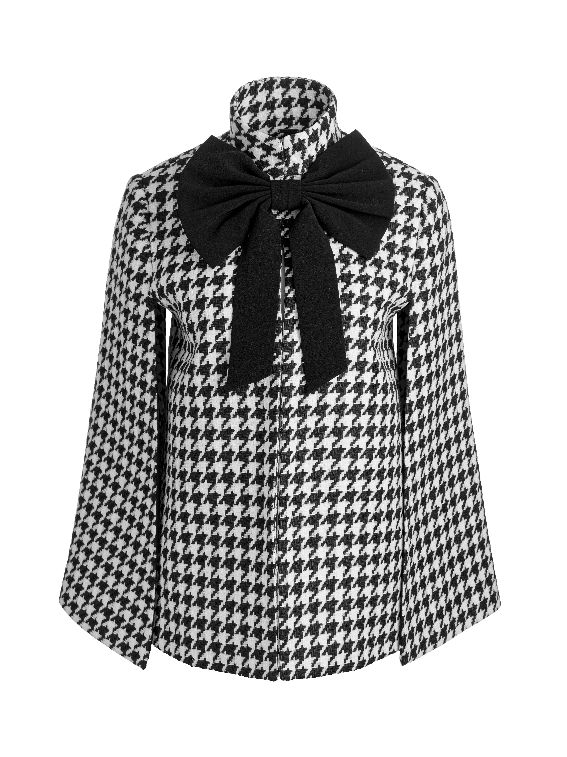 PHILIPPA BOW FT CROPPED CAPE-BLACK/OFF WHITE-ALICE + OLIVIA