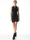MARSHA SLEEVELESS RUCHED POLO MINI DRESS-Black-ALICE + OLIVIA