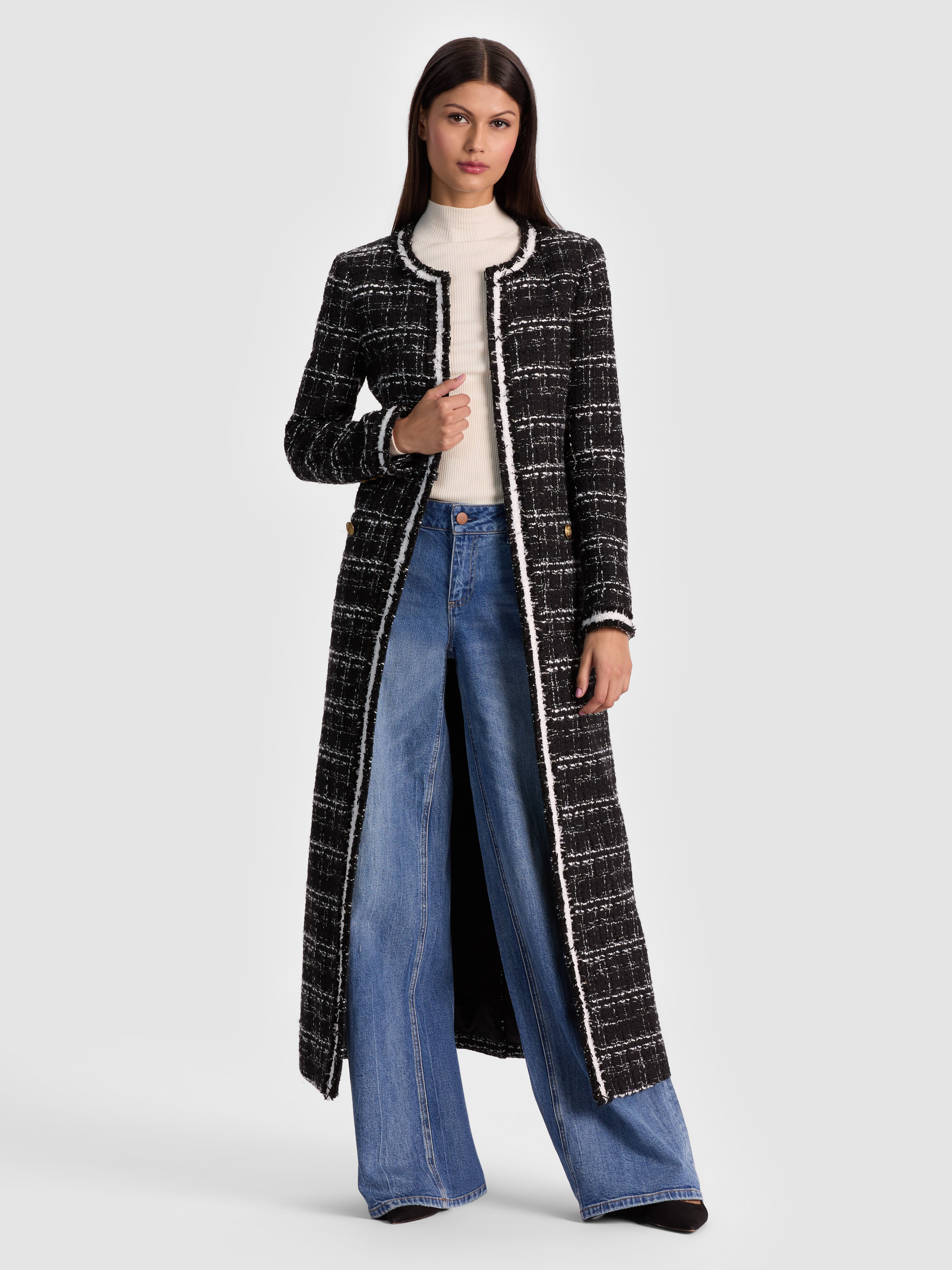 KIDMAN MAXI JACKET-BLACK/OFF WHITE-ALICE + OLIVIA