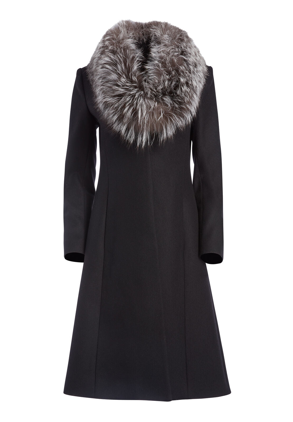 VANCE FLARE COAT WITH FUR COLLAR-BLACK/GREY-ALICE + OLIVIA