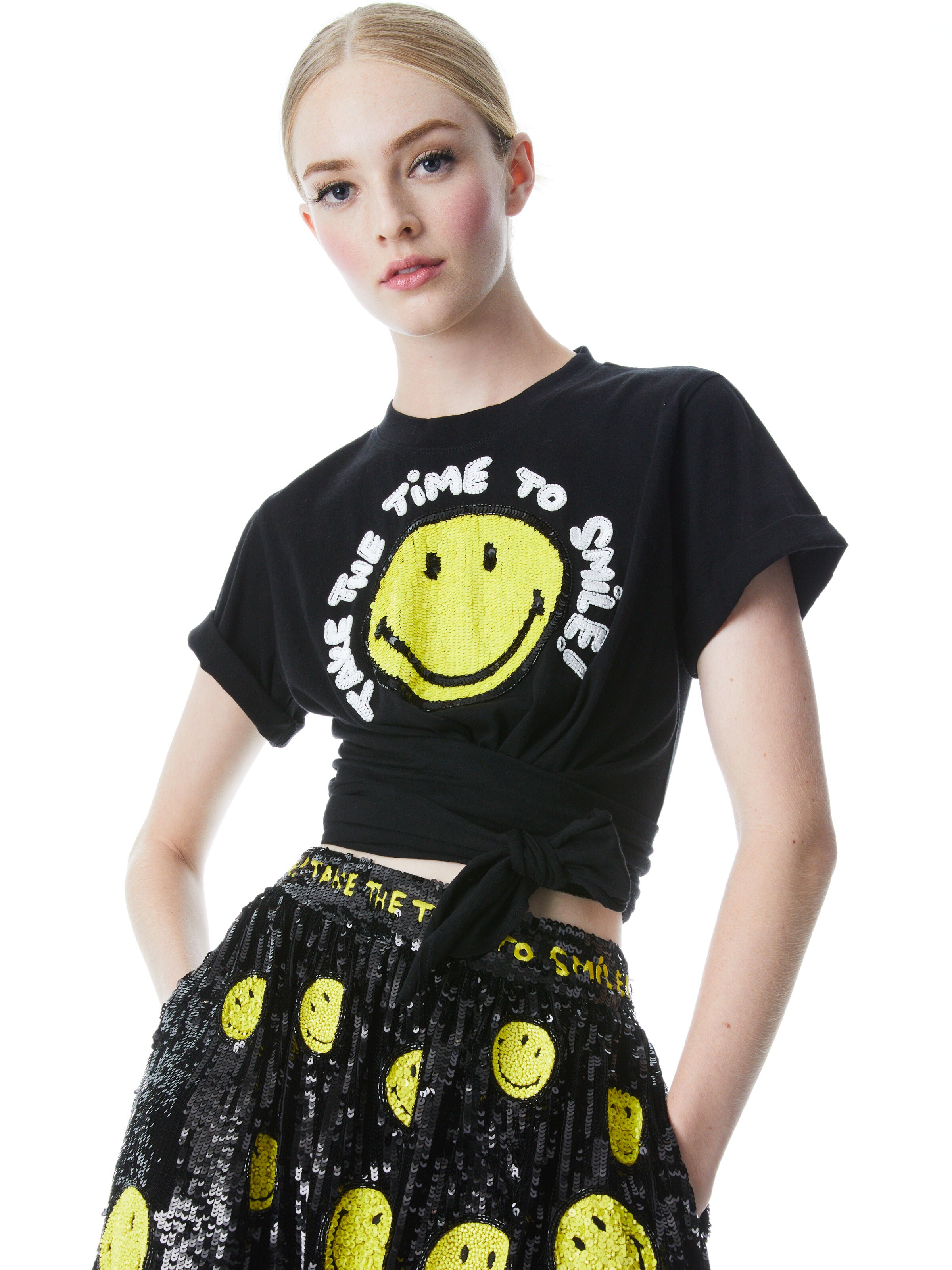 A+O X SMILEY JASPER EMBELLISHED TEE-MULTI-ALICE + OLIVIA