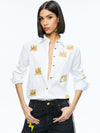 A+O X BASQUIAT FINELY EMBELLISHED BUTTON DOWN-OFF WHITE MULTI-ALICE + OLIVIA