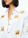 A+O X BASQUIAT FINELY EMBELLISHED BUTTON DOWN-OFF WHITE MULTI-ALICE + OLIVIA