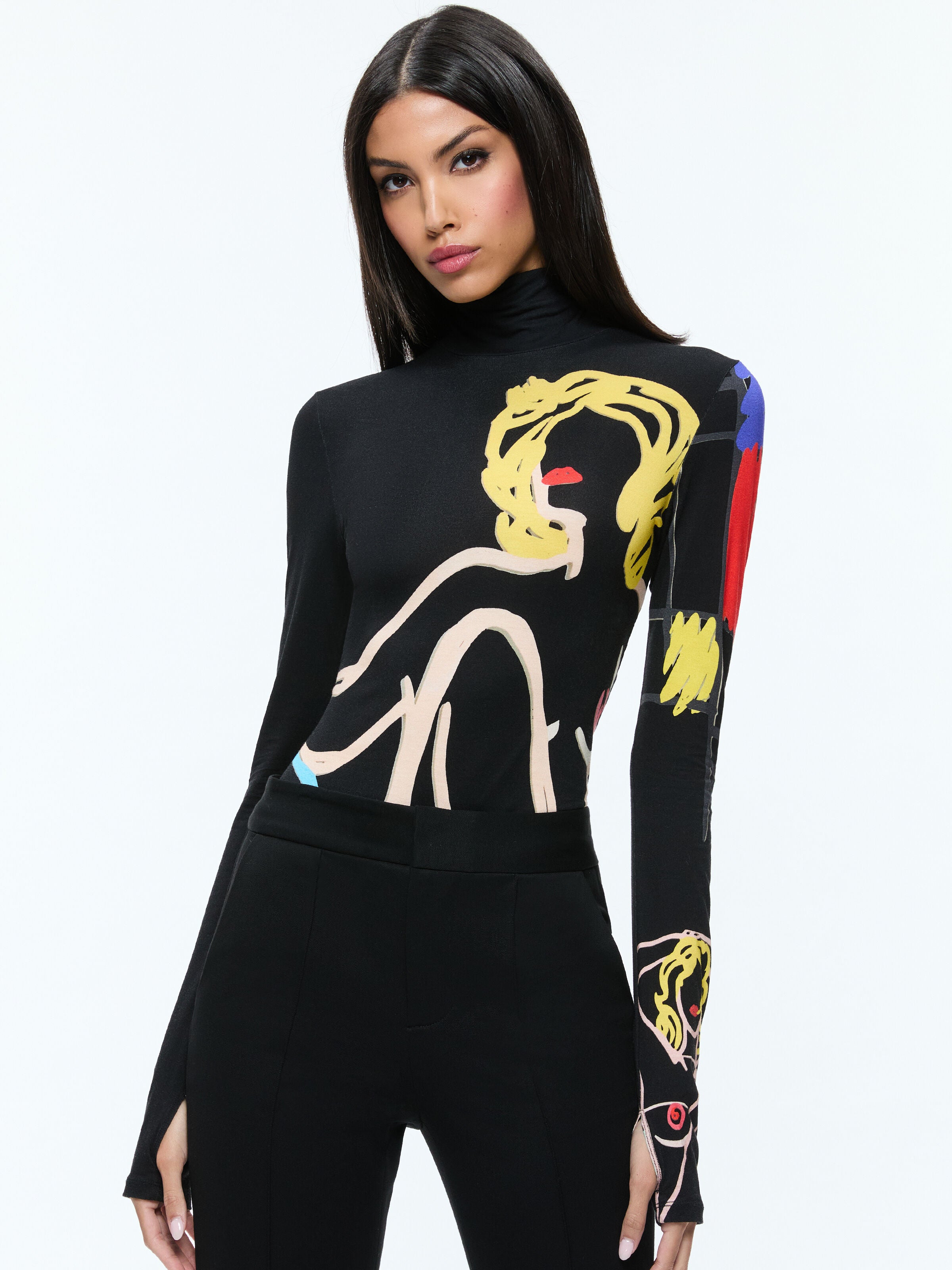 TOP A MANICHE LUNGHE A COLLO ALTO DELAINA A+O X TOM WESSELMANN-ALICE + OLIVIA