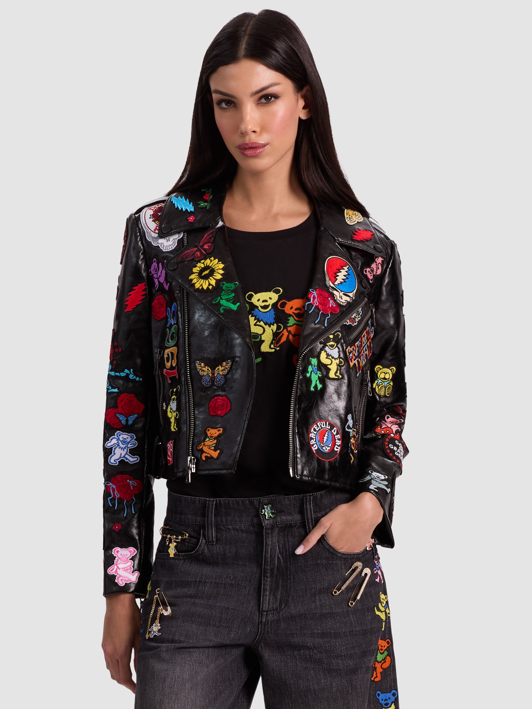 BLOUSON MOTO VÉGÉTALIEN A+O X GRATEFUL DEAD CODY-ALICE + OLIVIA