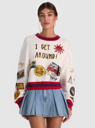 RUSSELL EMBROIDERED CREWNECK SWEATSHIRT - I GET AROUND