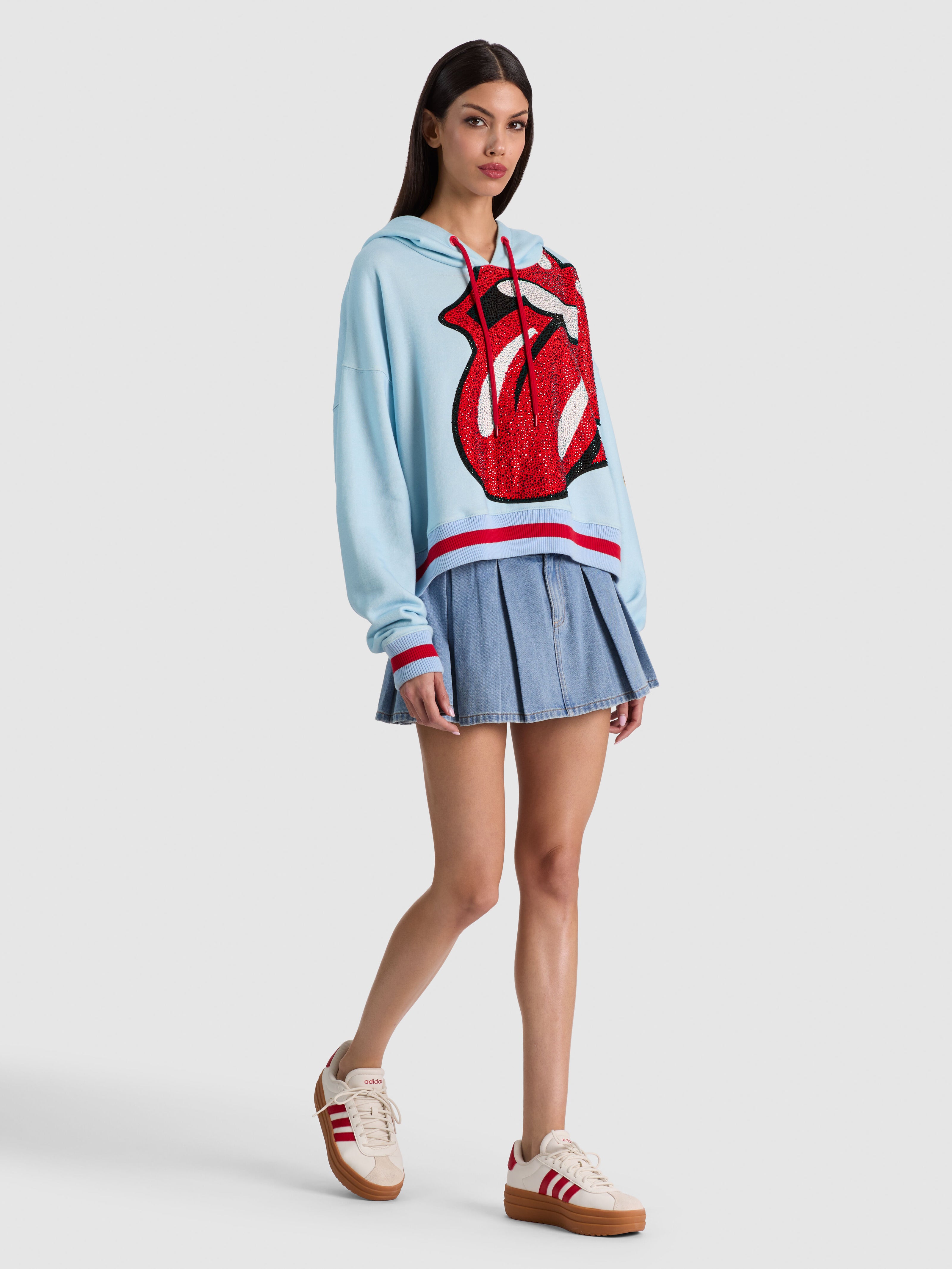 SUNNY EMBELLISHED CROPPED HOODIE-LICK ME-ALICE + OLIVIA