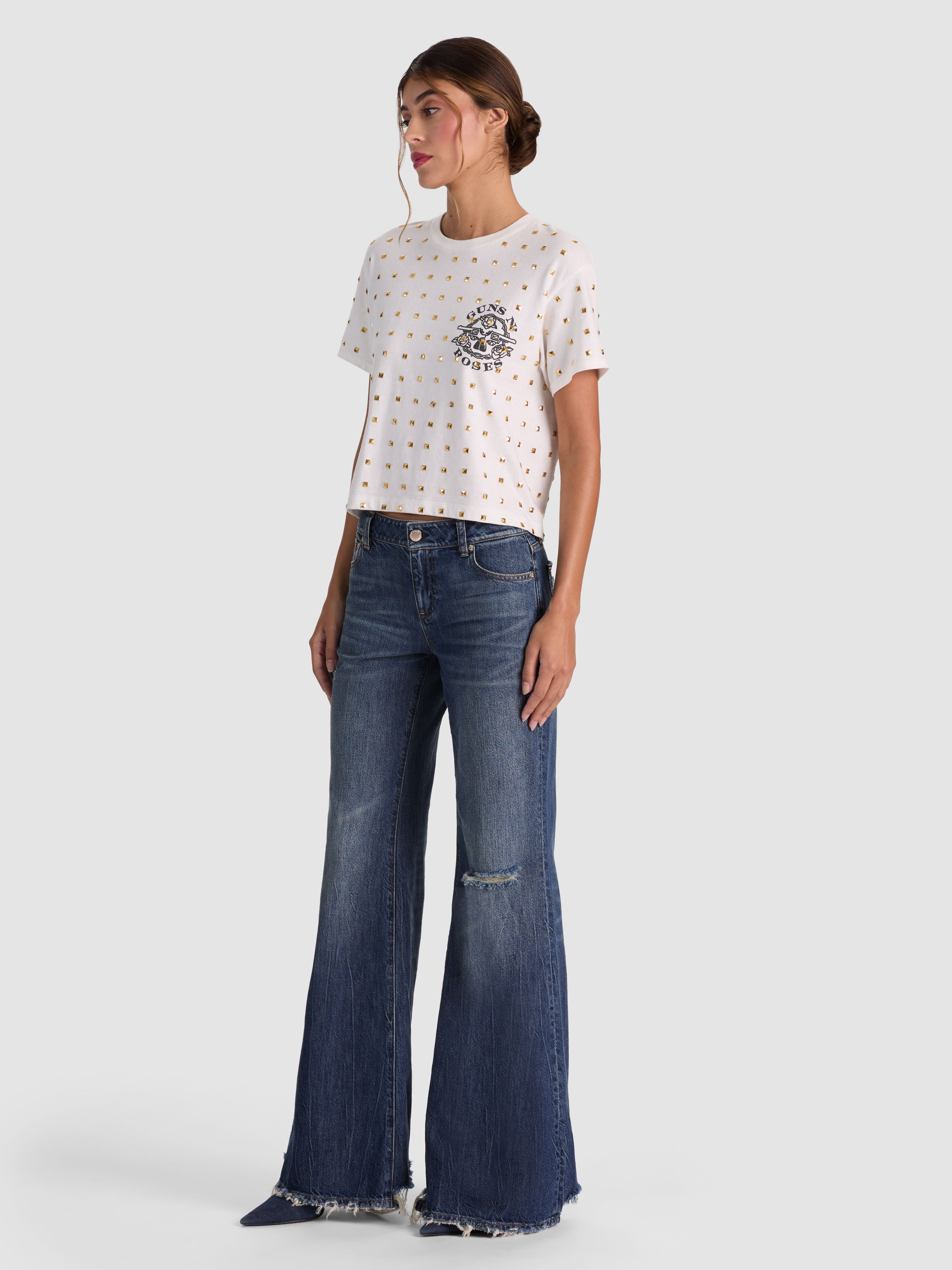 ALVERA STUDDED TEE-GUNS N ROSES-ALICE + OLIVIA
