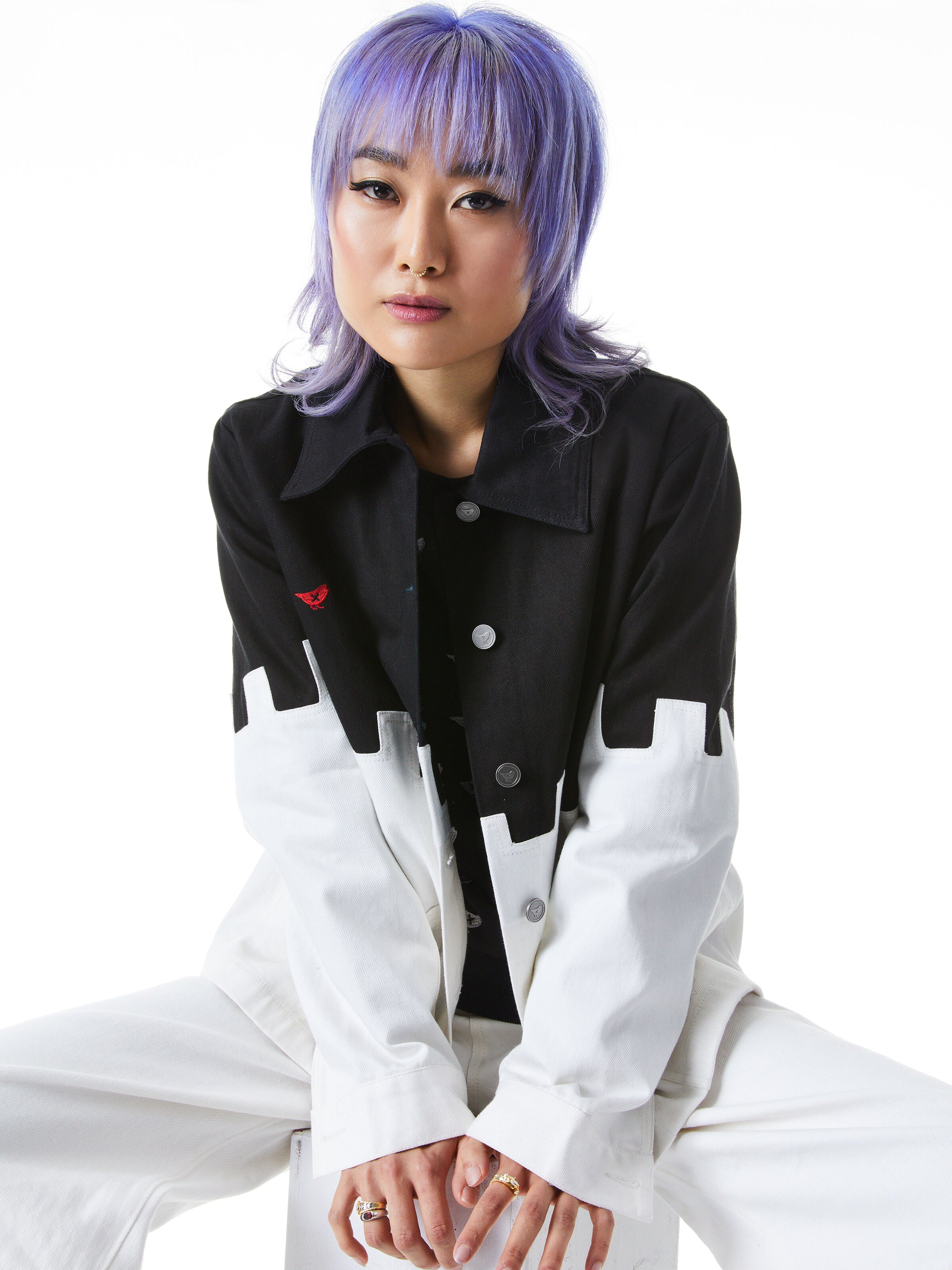 BLOUSON EN JEAN BRODÉ COUPE LARGE A+O X OVERT FRAN-ALICE + OLIVIA