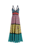 KAROLINA PANELED HLTR MAXI DRS-BATIK MEDALLION BT POPPY/MULT-ALICE + OLIVIA