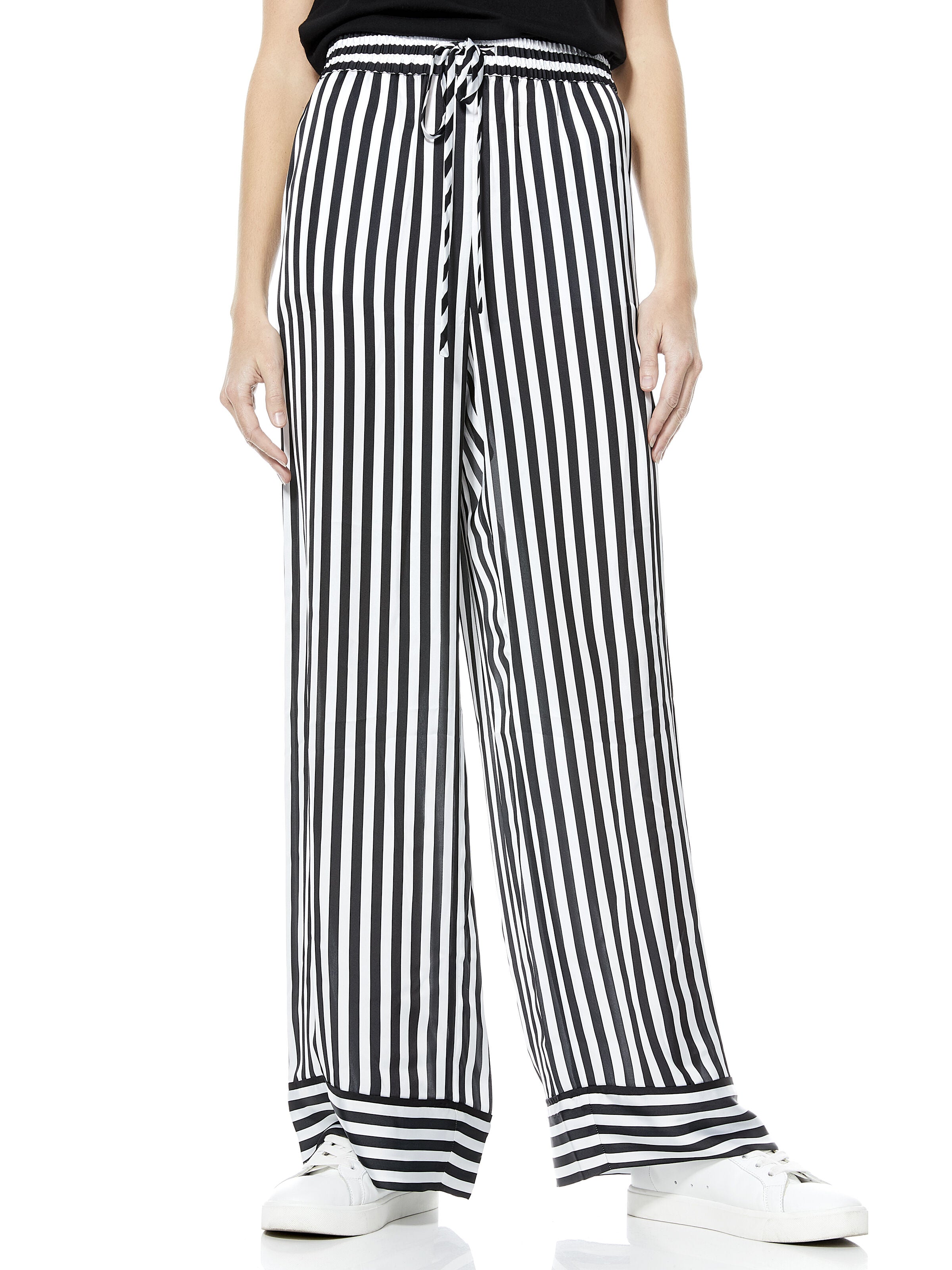 MEERA PIPED DRWSTRNG PJAMA PAN-STRIPE BLACK/SOFT WHITE-ALICE + OLIVIA