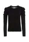 LIDIA GATHERED SLV CREW NK-Black-ALICE + OLIVIA