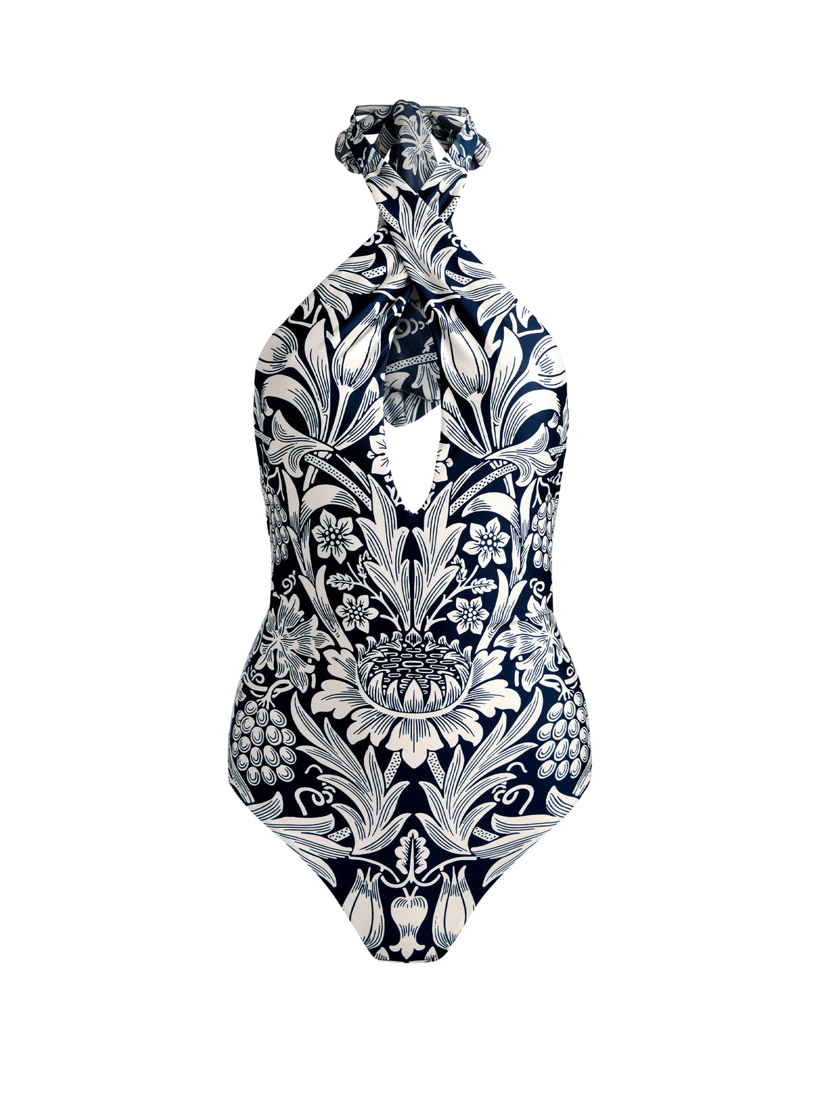 A+O X PQ SWIM DELILAH CROSS FRONT ONE-PIECE-FLOWER FIELD MIDNIGHT BLUE-ALICE + OLIVIA