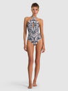 A+O X PQ SWIM DELILAH CROSS FRONT ONE-PIECE-FLOWER FIELD MIDNIGHT BLUE-ALICE + OLIVIA