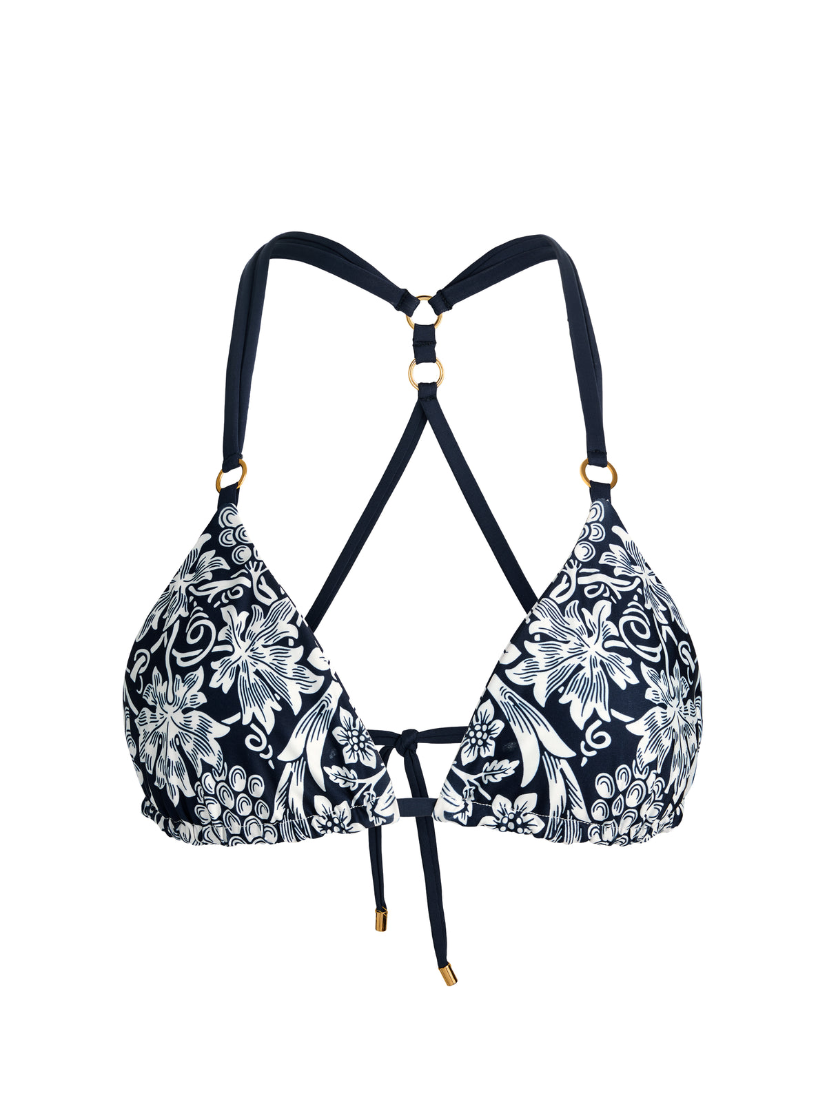A+O X PQ SWIM RILEY REVERSIBLE T-BACK TRIANGLE TOP-FLOWER FIELD INDIGO-ALICE + OLIVIA