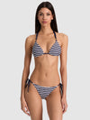 A+O X PQ SWIM RILEY REVERSIBLE T-BACK TRIANGLE TOP-FLOWER FIELD INDIGO-ALICE + OLIVIA