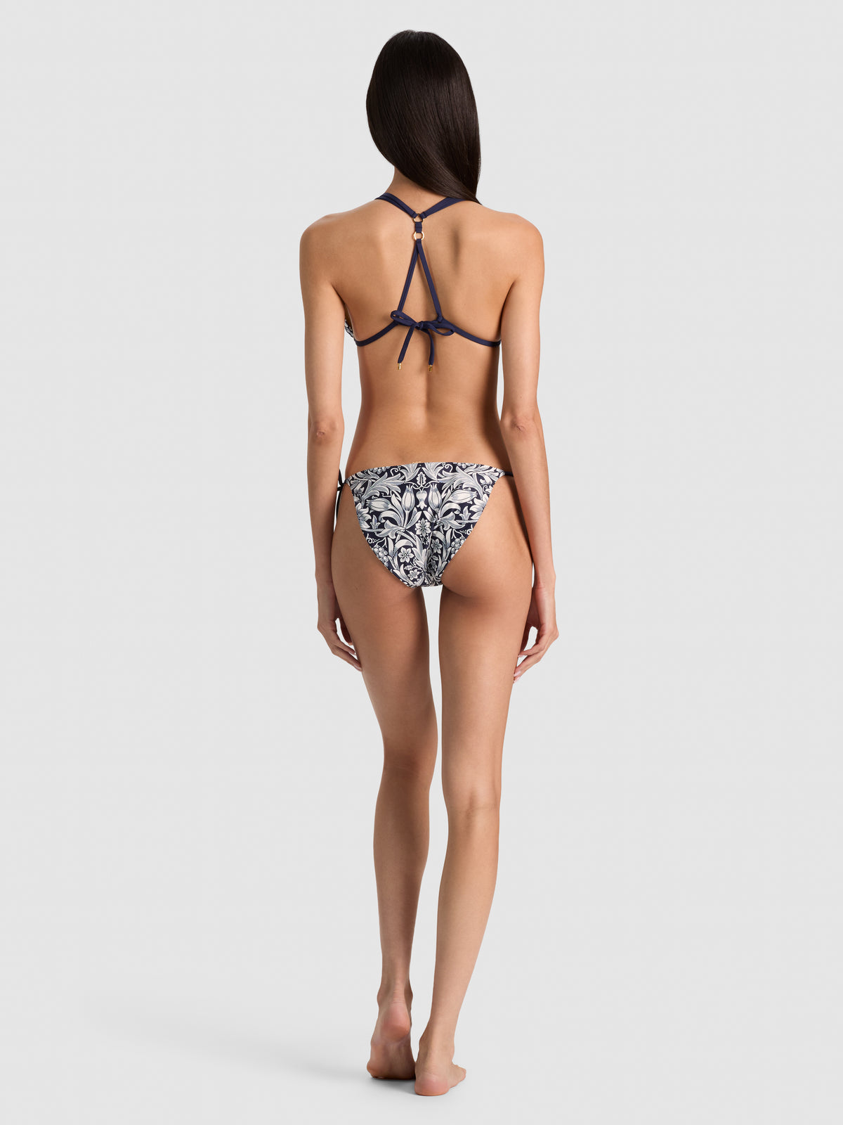 A+O X PQ SWIM RILEY REVERSIBLE T-BACK TRIANGLE TOP-FLOWER FIELD INDIGO-ALICE + OLIVIA