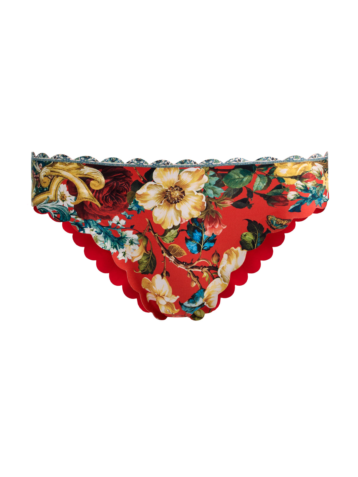 A+O X PQ SWIM AUBREE REVERSIBLE SCALLOPED FULL BOTTOM-GARDEN VISTA CANDY APPLE-ALICE + OLIVIA