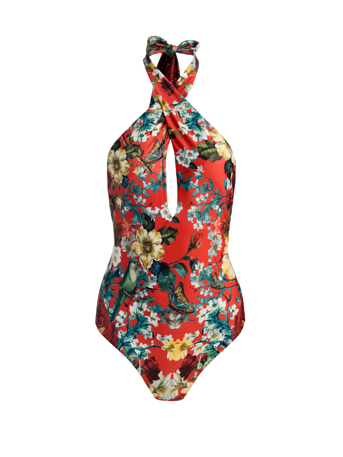 A+O X PQ SWIM DELILAH CROSS FRONT ONE-PIECE-GARDEN VISTA CANDY APPLE-ALICE + OLIVIA