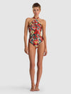 A+O X PQ SWIM DELILAH CROSS FRONT ONE-PIECE-GARDEN VISTA CANDY APPLE-ALICE + OLIVIA