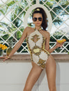 A+O X PQ SWIM CROSS FRONT ONE PIECE-ANTIQUE SCROLL-ALICE + OLIVIA