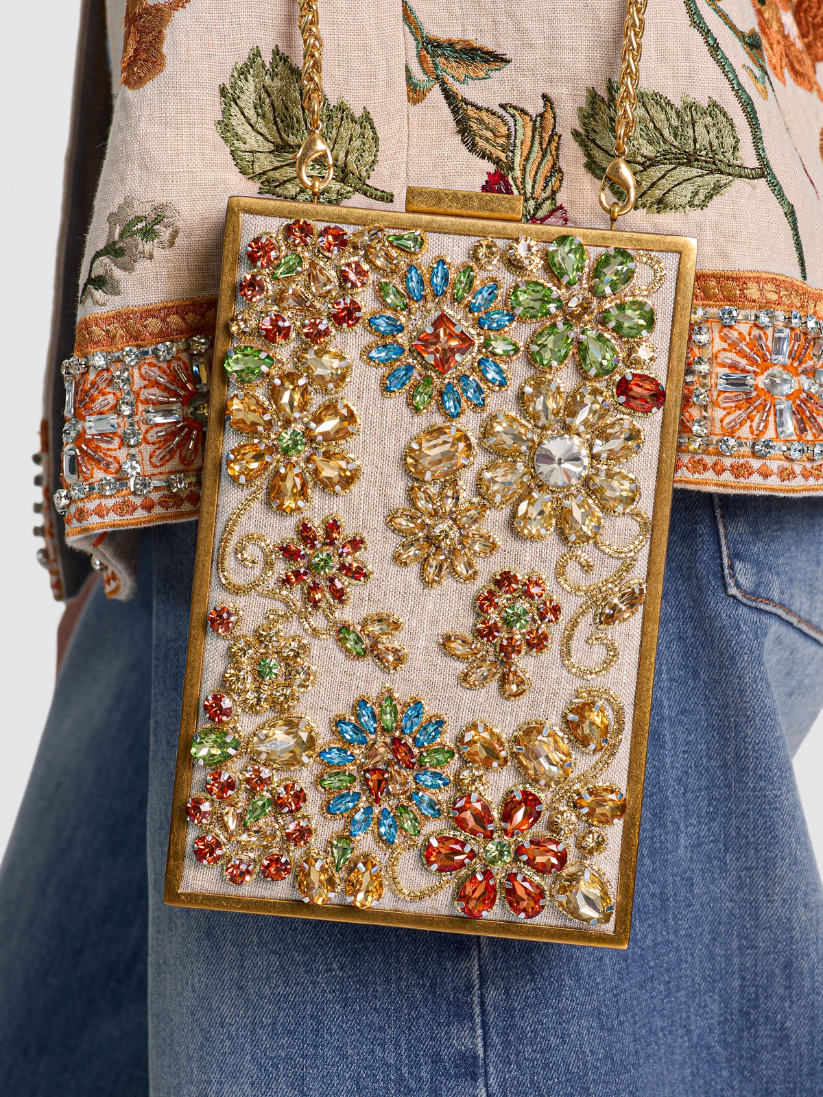 KAYLA CLUTCH DECORATA - NATURALE/MULTICOLORE