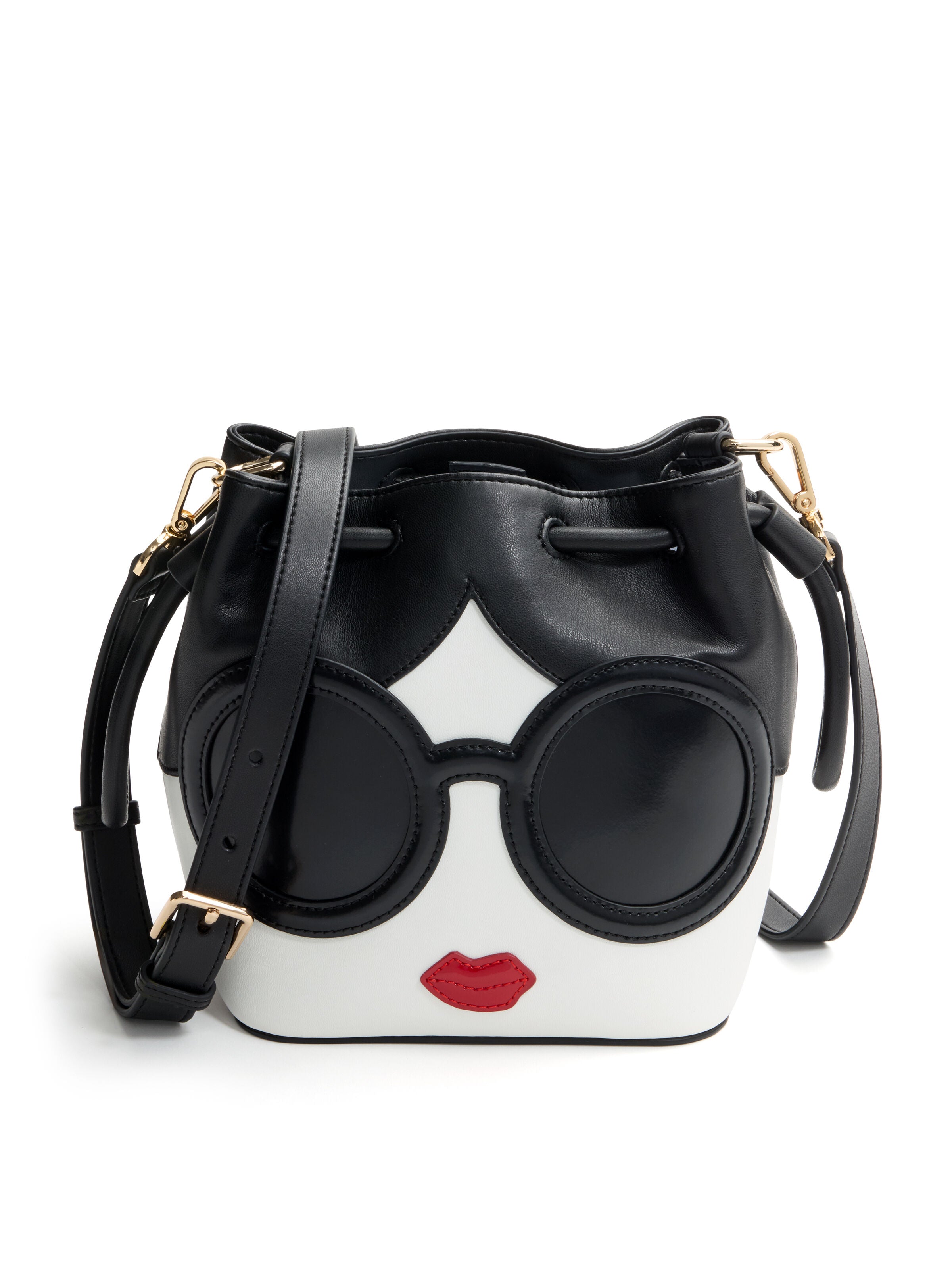 STACEFACE MINI BACKPACK KEYCHARM in BLACK/OFF WHITE MULTI