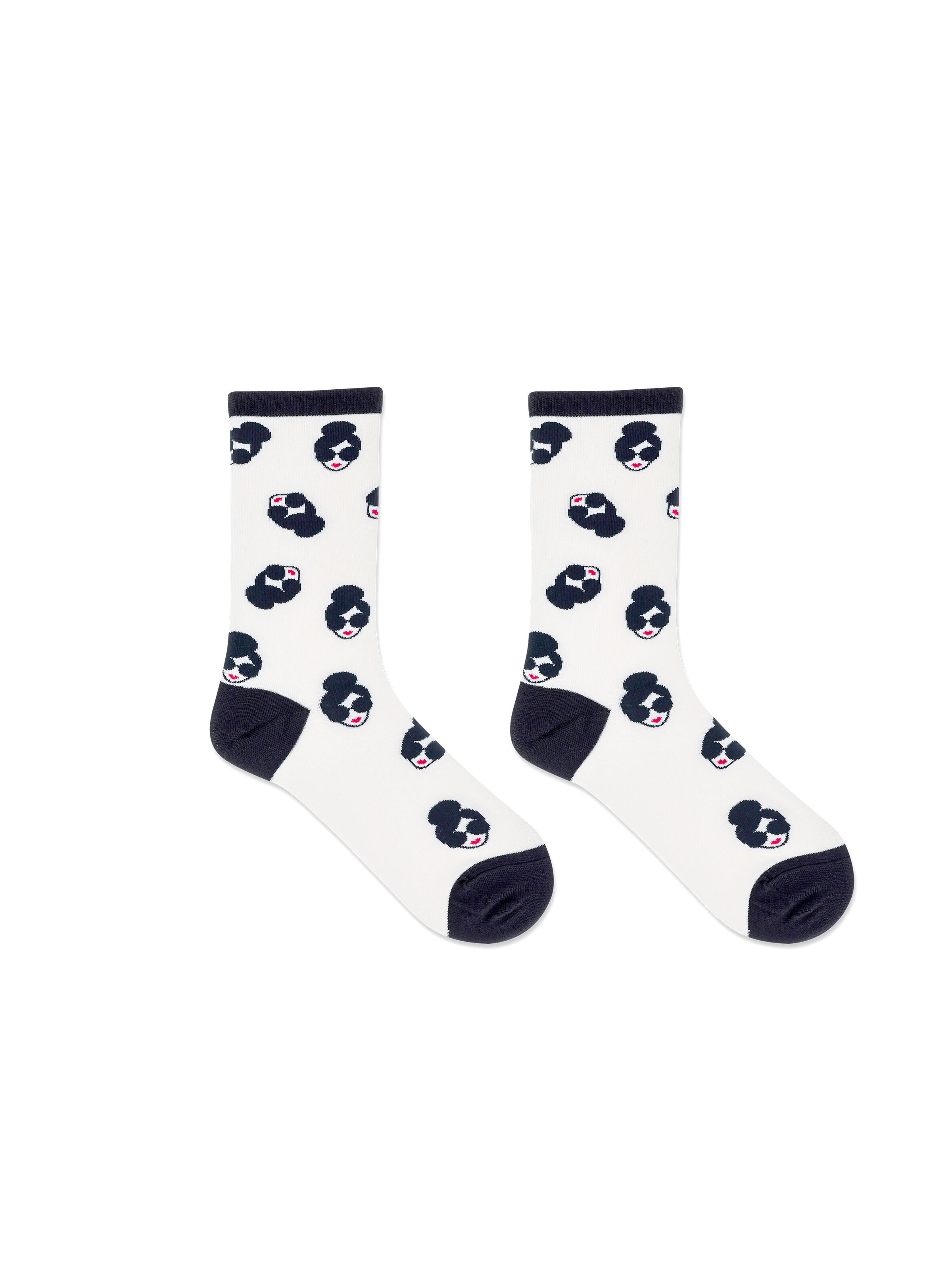 A+O X HOTSOX CREW SOCKS-BLACK/WHITE-ALICE + OLIVIA