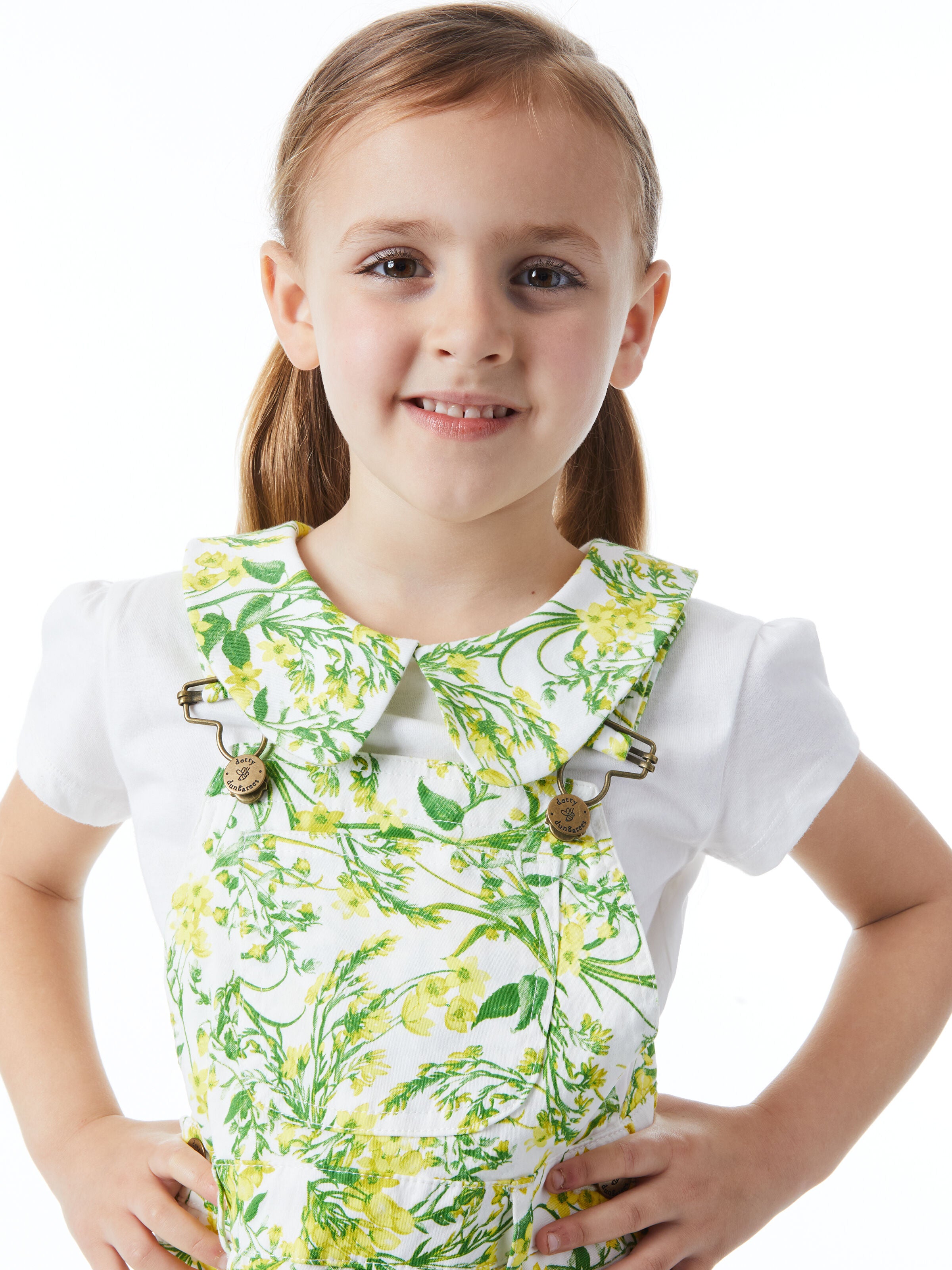 A+O x DOTTY DUNGAREES PETER PAN COLLAR TOP-ANTIQUE BUTTERFLY OFF WHITE-ALICE + OLIVIA