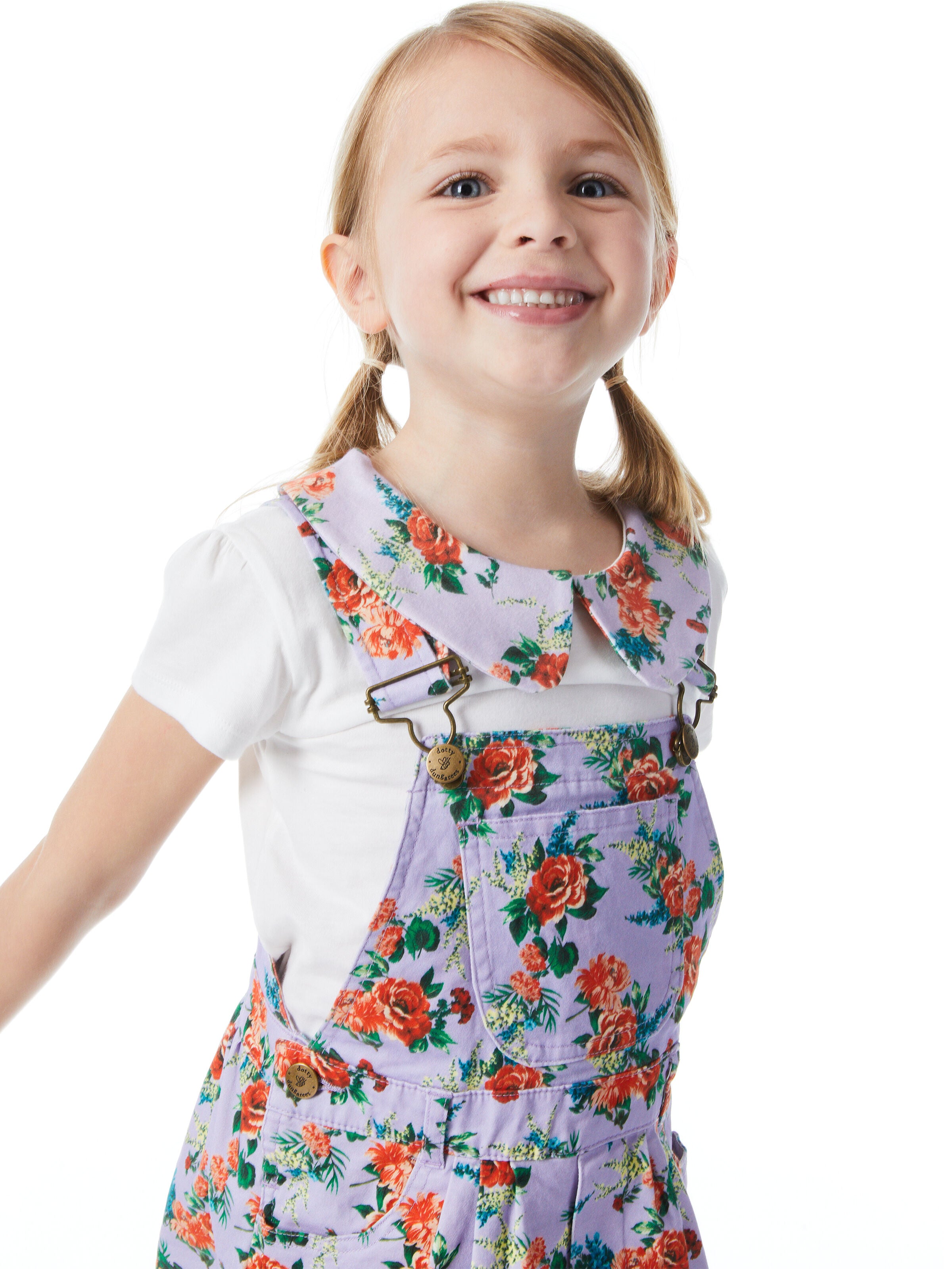 A+O x DOTTY DUNGAREES PETER PAN COLLAR TOP-ANTIQUE BUTTERFLY OFF WHITE-ALICE + OLIVIA
