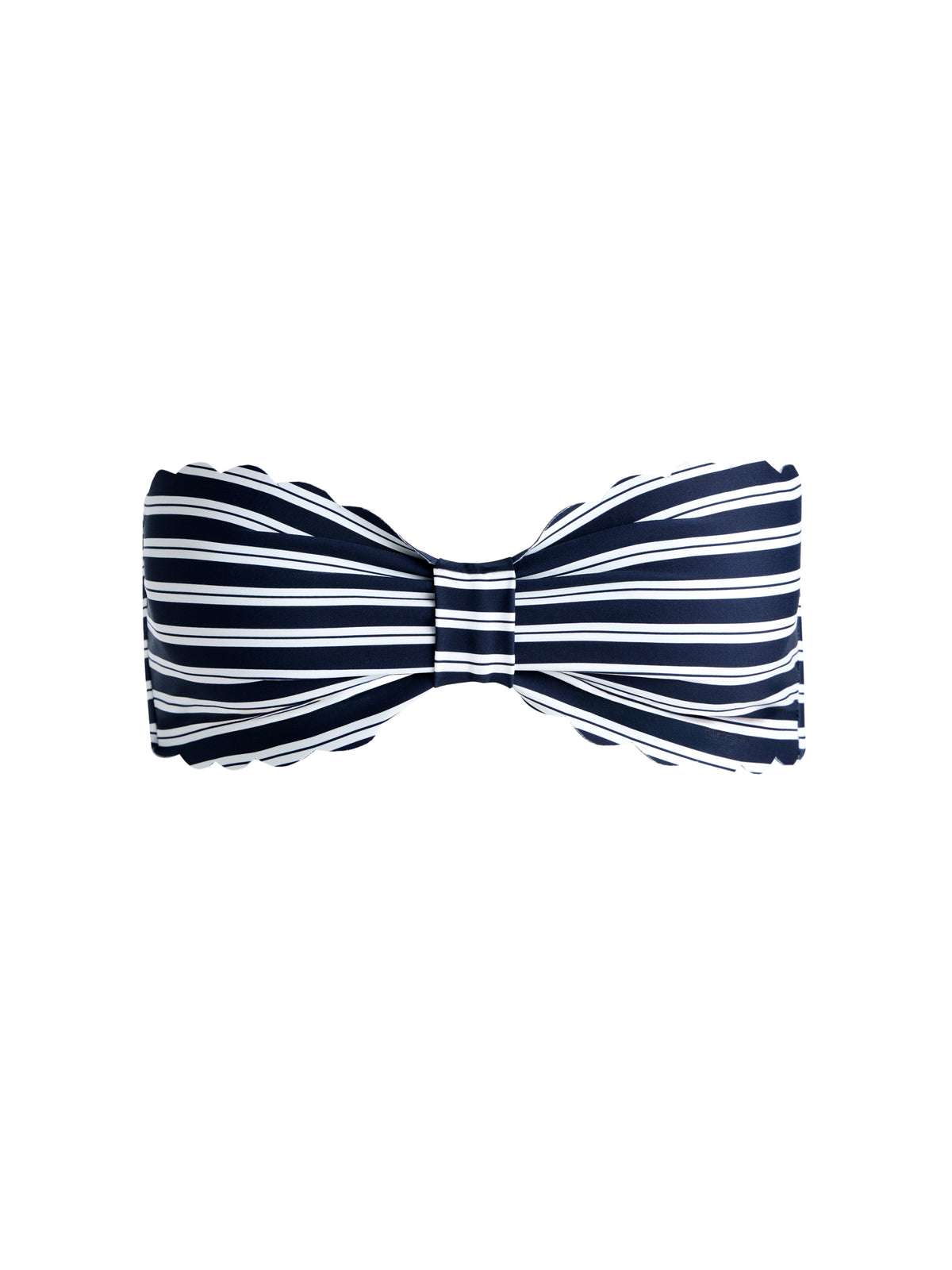 A+O X PQ SWIM ASPEN REVERSIBLE SCALLOPED BANDEAU-METRO STRIPE MIDNIGHT BLUE LG-ALICE + OLIVIA